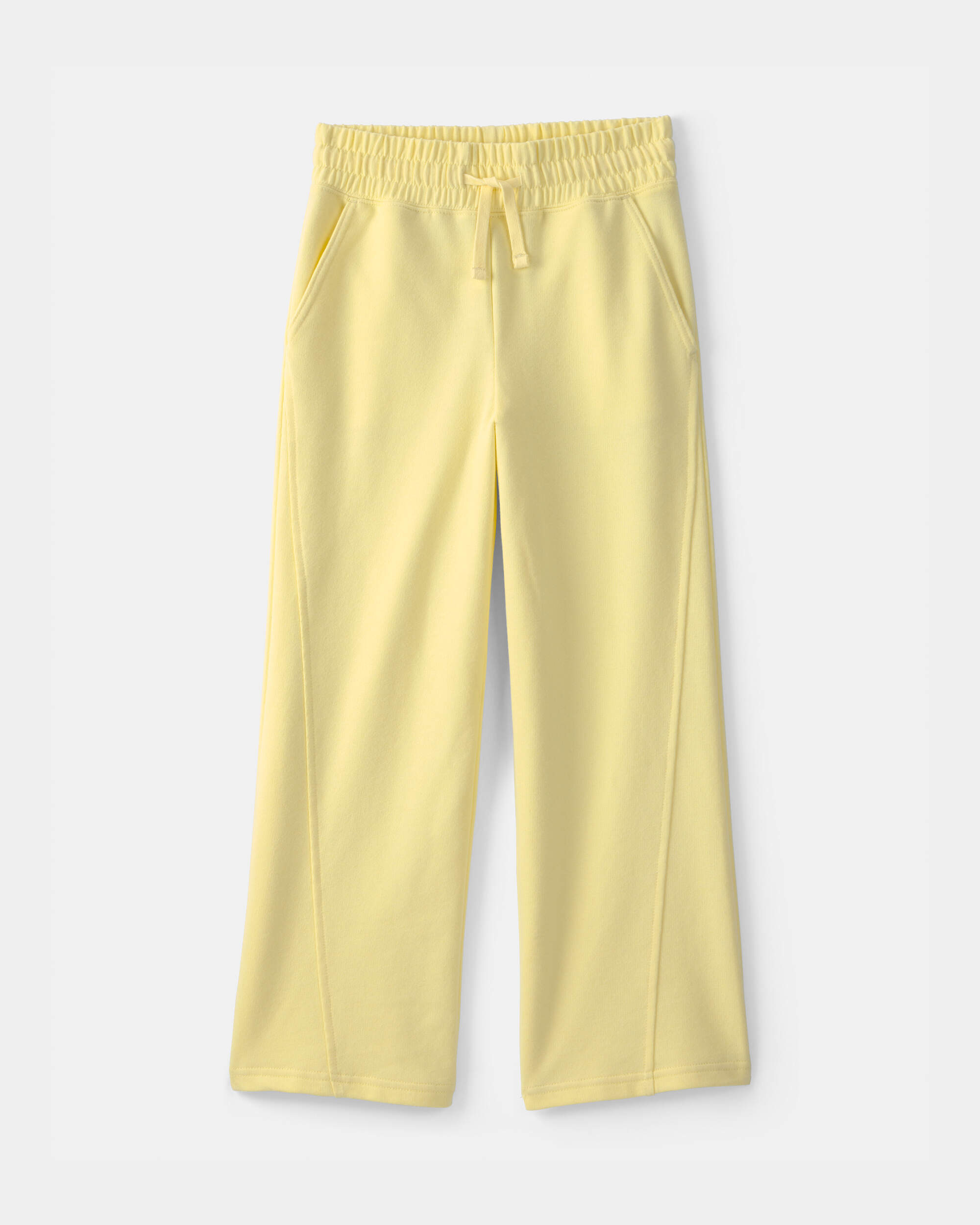 Girls French Terry Wide-Leg Pants - Yellow