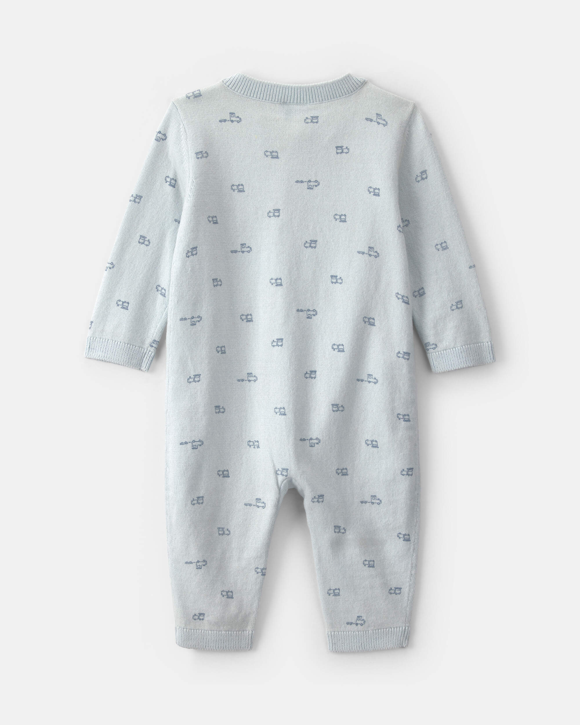 Baby Boy Train 2-Way Zip Long-Sleeve Jumpsuit - Blue