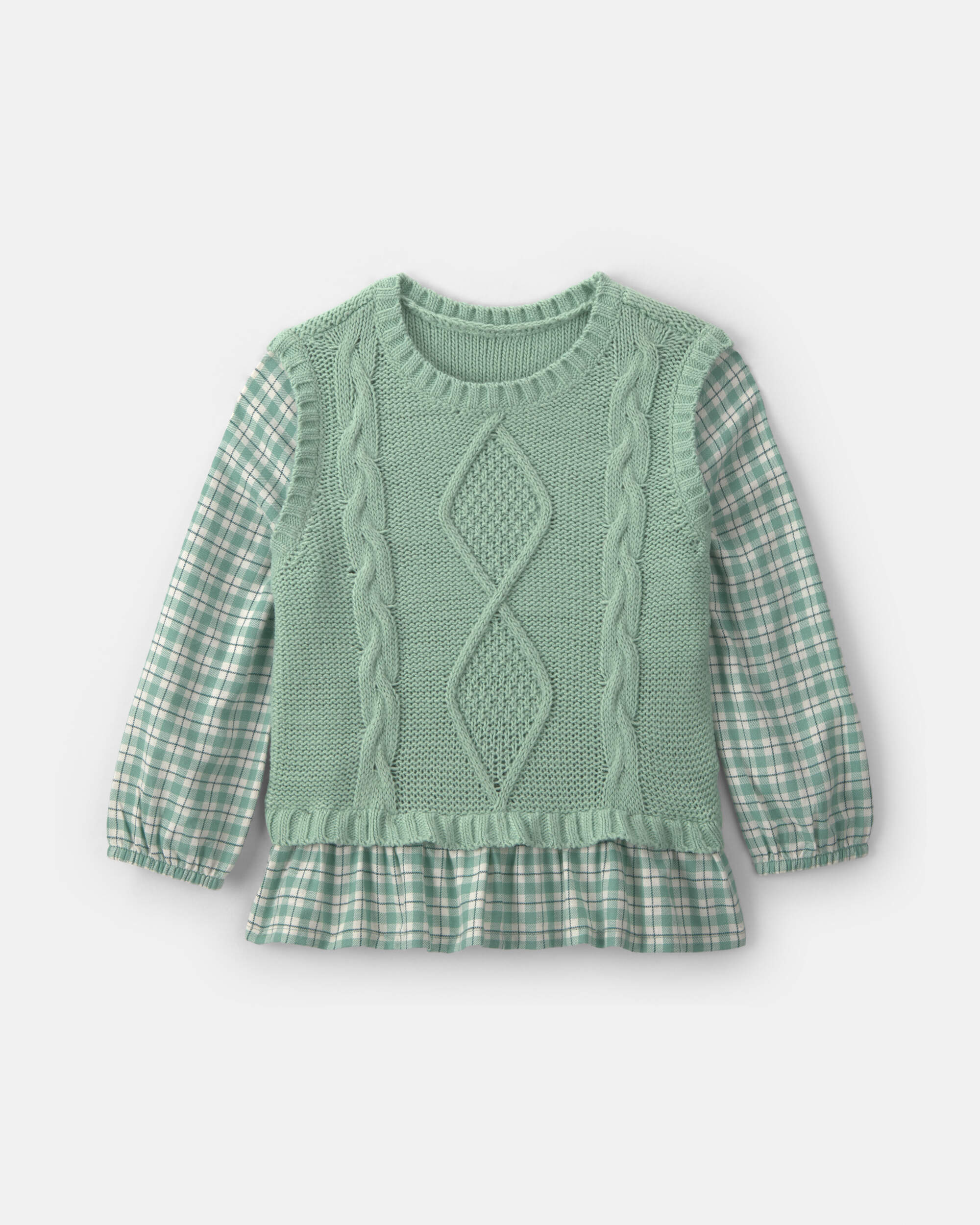 Gilet sans manches à carreaux pour fillette – Vert