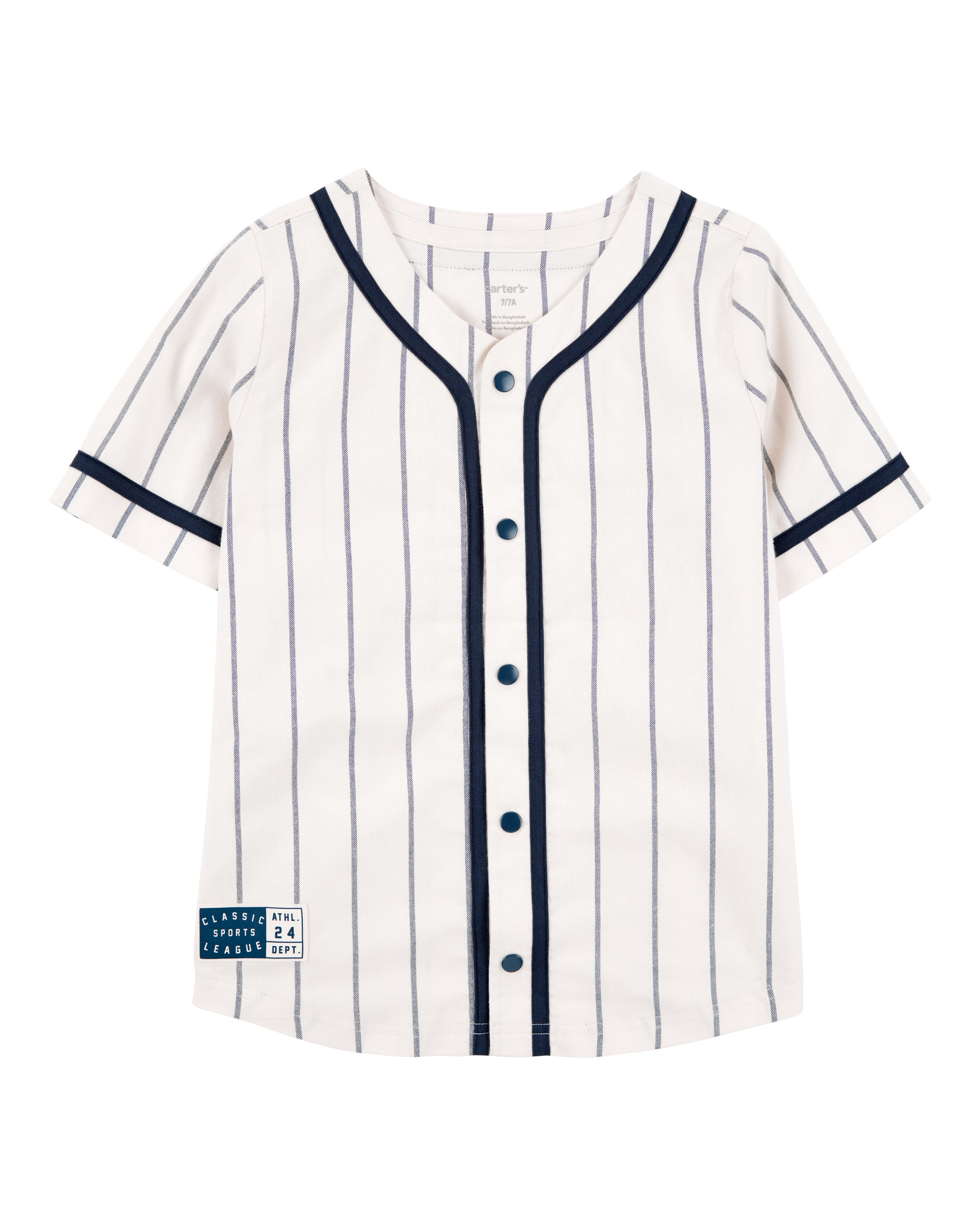 Kid Striped Baseball Button-Down Shirt