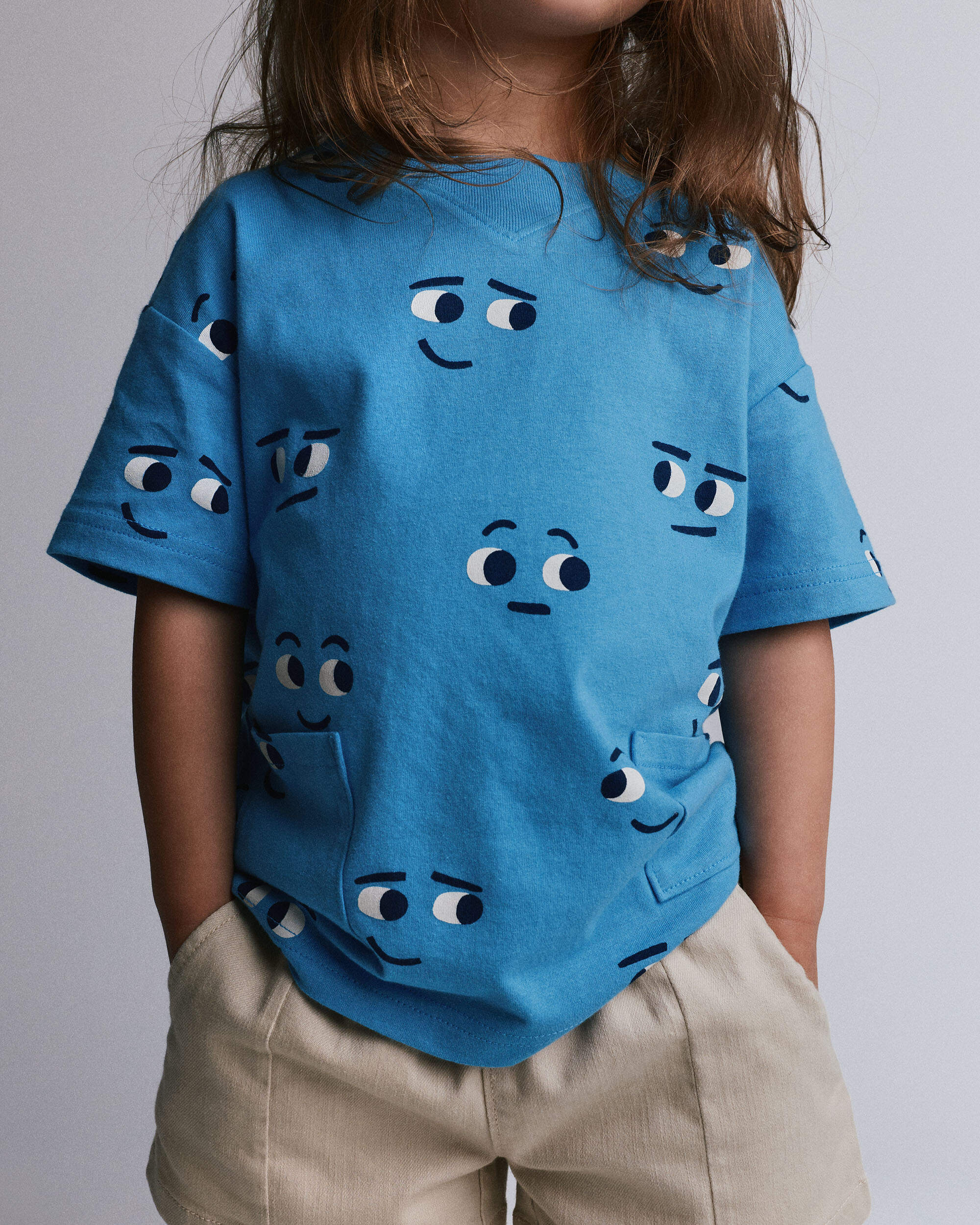 Toddler Otter Pocket Tee Face Print - Blue
