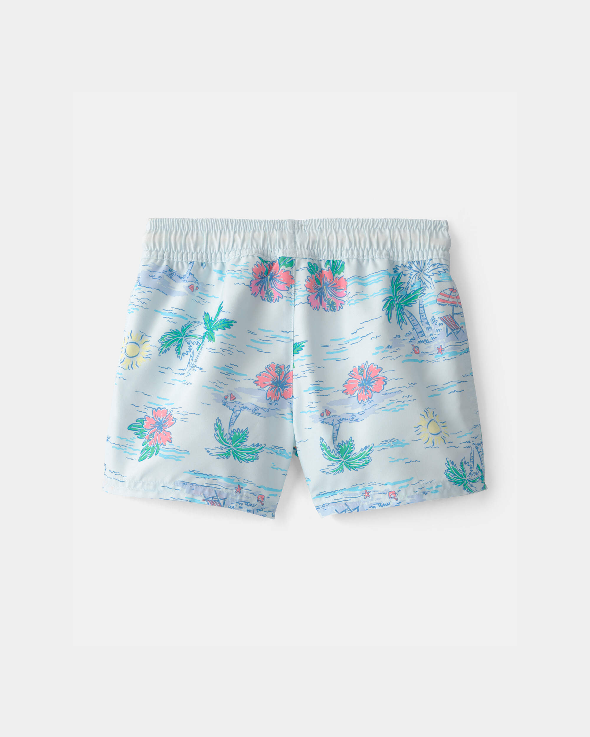 Toddler Boy Palm Tree Swim Trunks - Blue