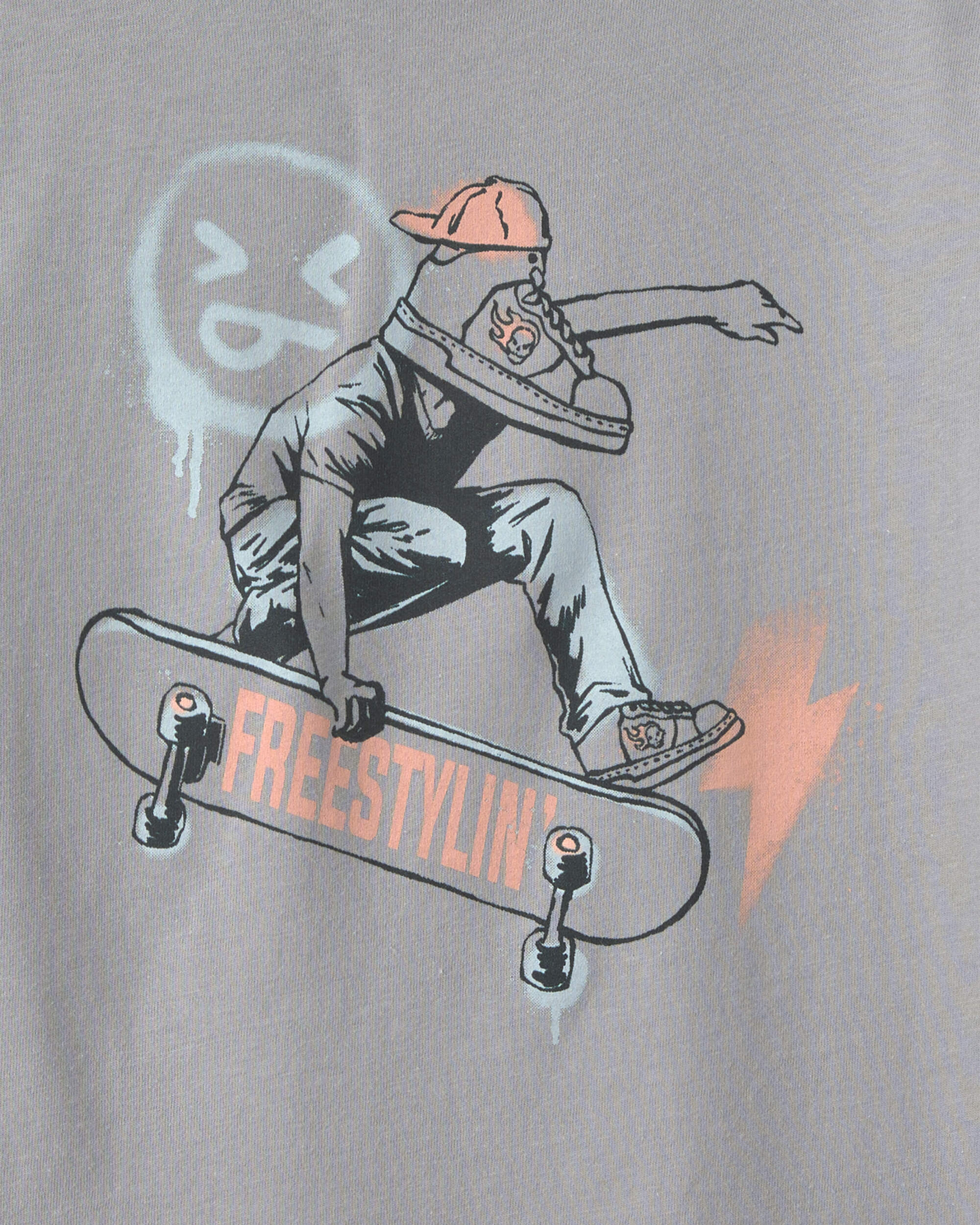 Boys Skateboard Long-Sleeve Graphic Tee - Grey