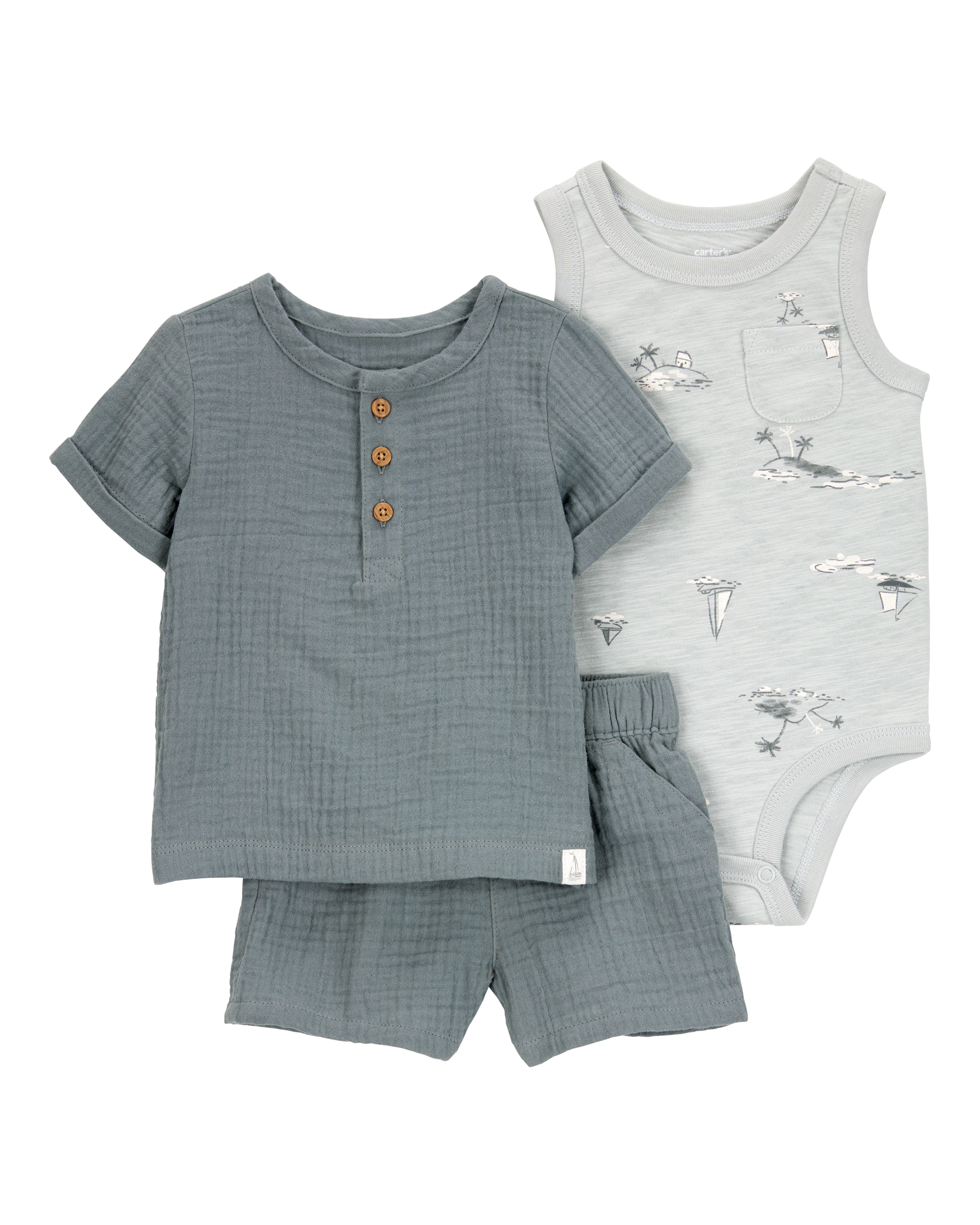 Baby 3-Piece Outfit Set - Grey