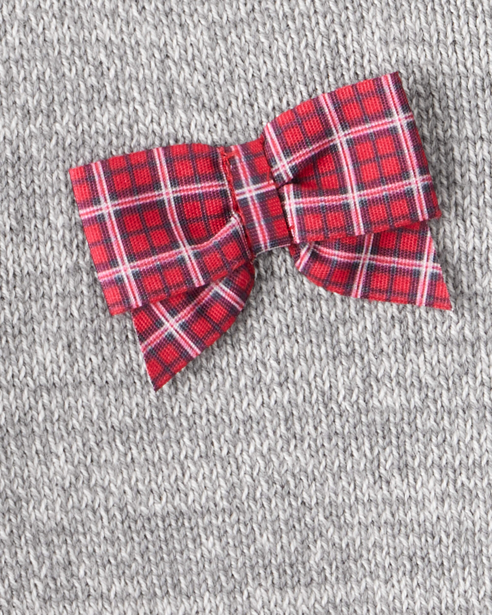 Baby Girl Bow Cotton Long-Sleeve Sweater - Grey