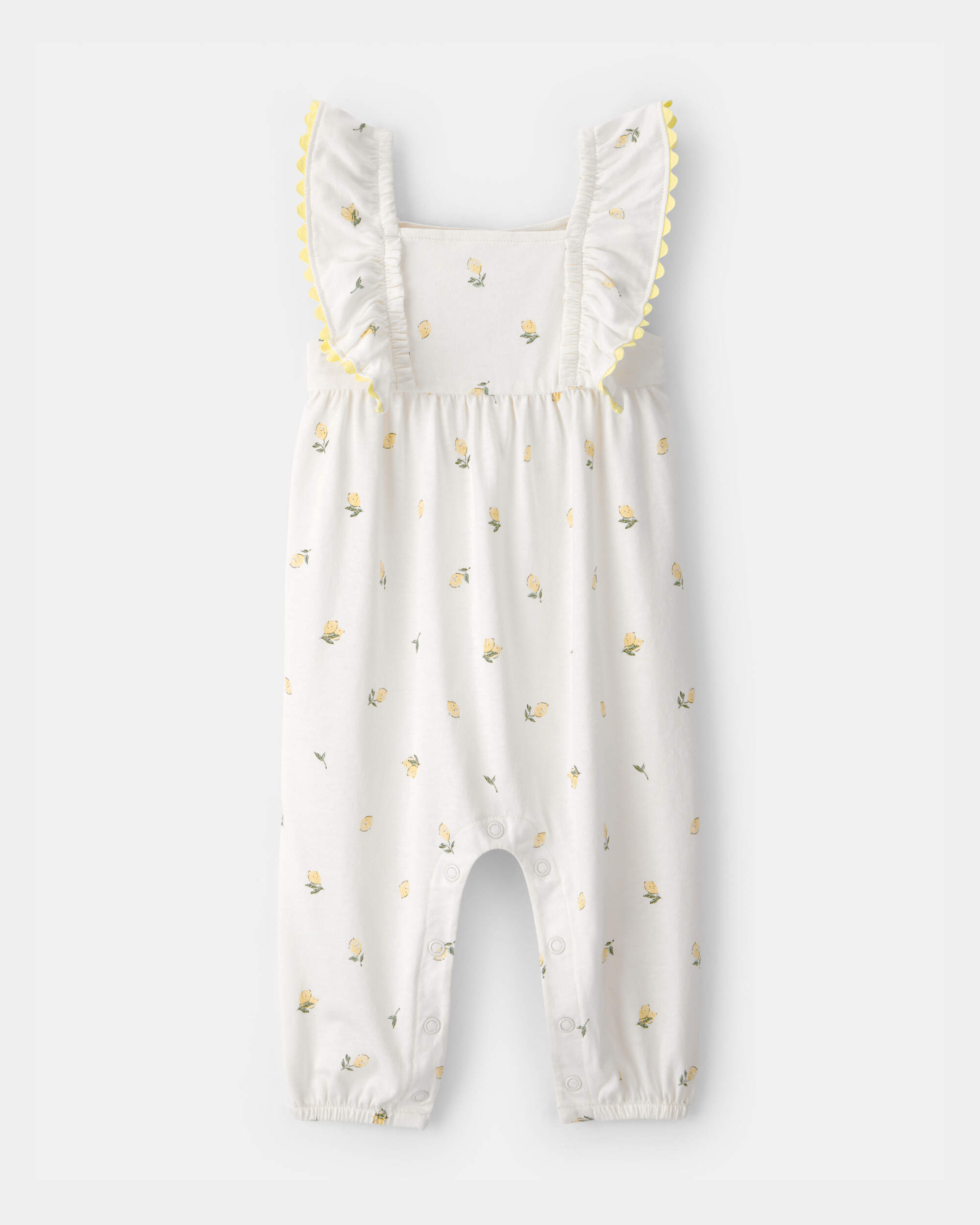 Baby Girl Lemon Ruffle Jumpsuit - Ivory