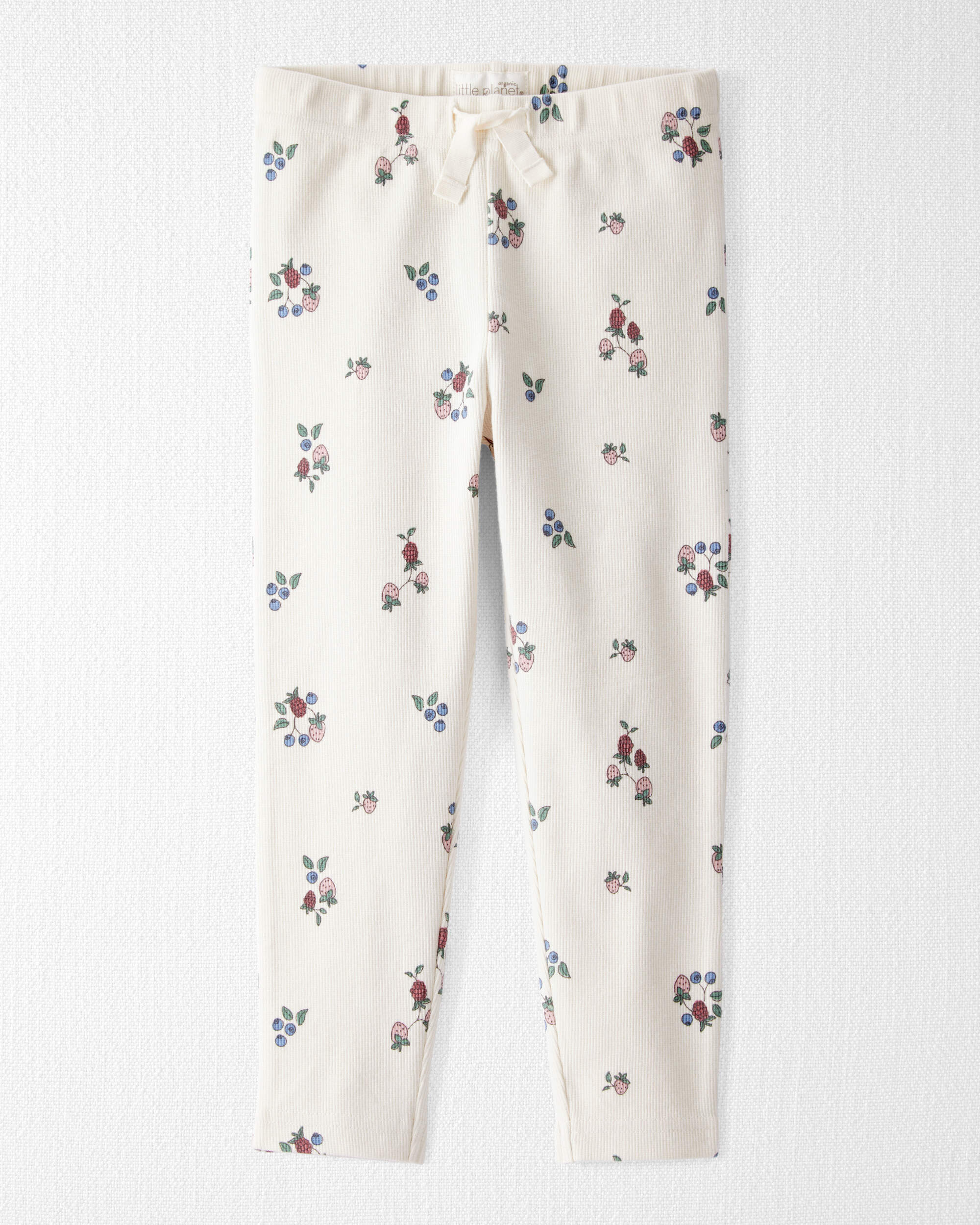Toddler Girl Organic Cotton Ribbed Knit Pants Berry Blossom Print