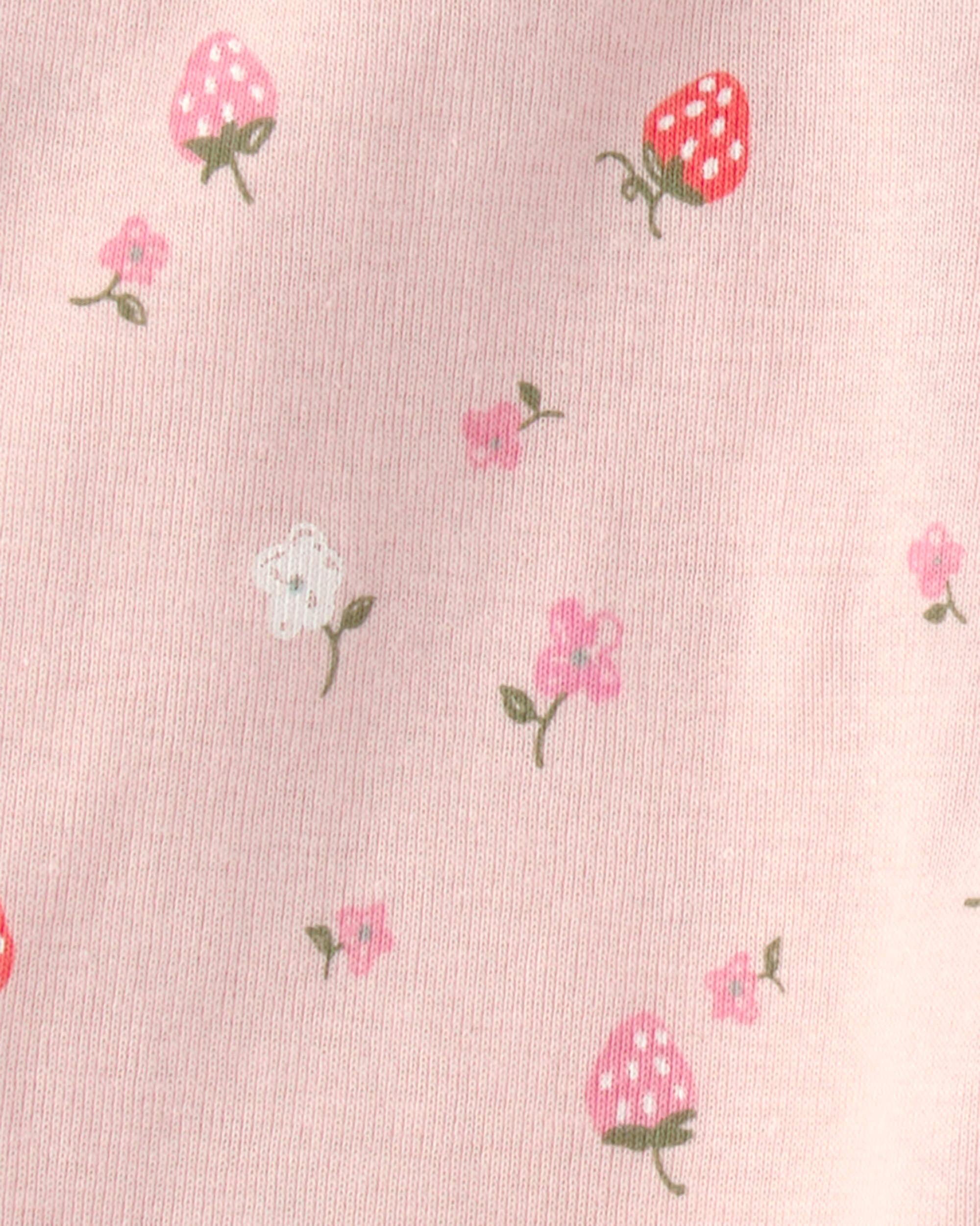 Baby Girl Fruit Print Short Sleeve Bodysuit & Pant Set - Pink