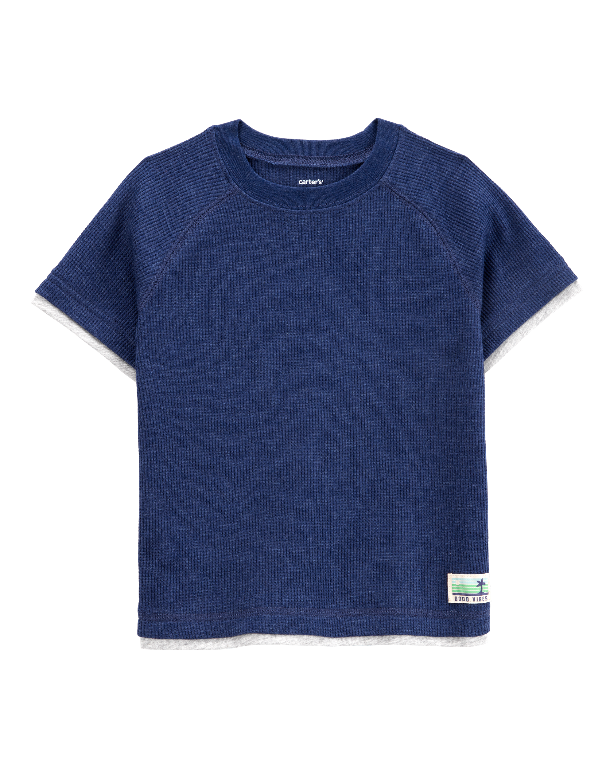 Toddler Solid Woven Short-Sleeve Tee - Navy