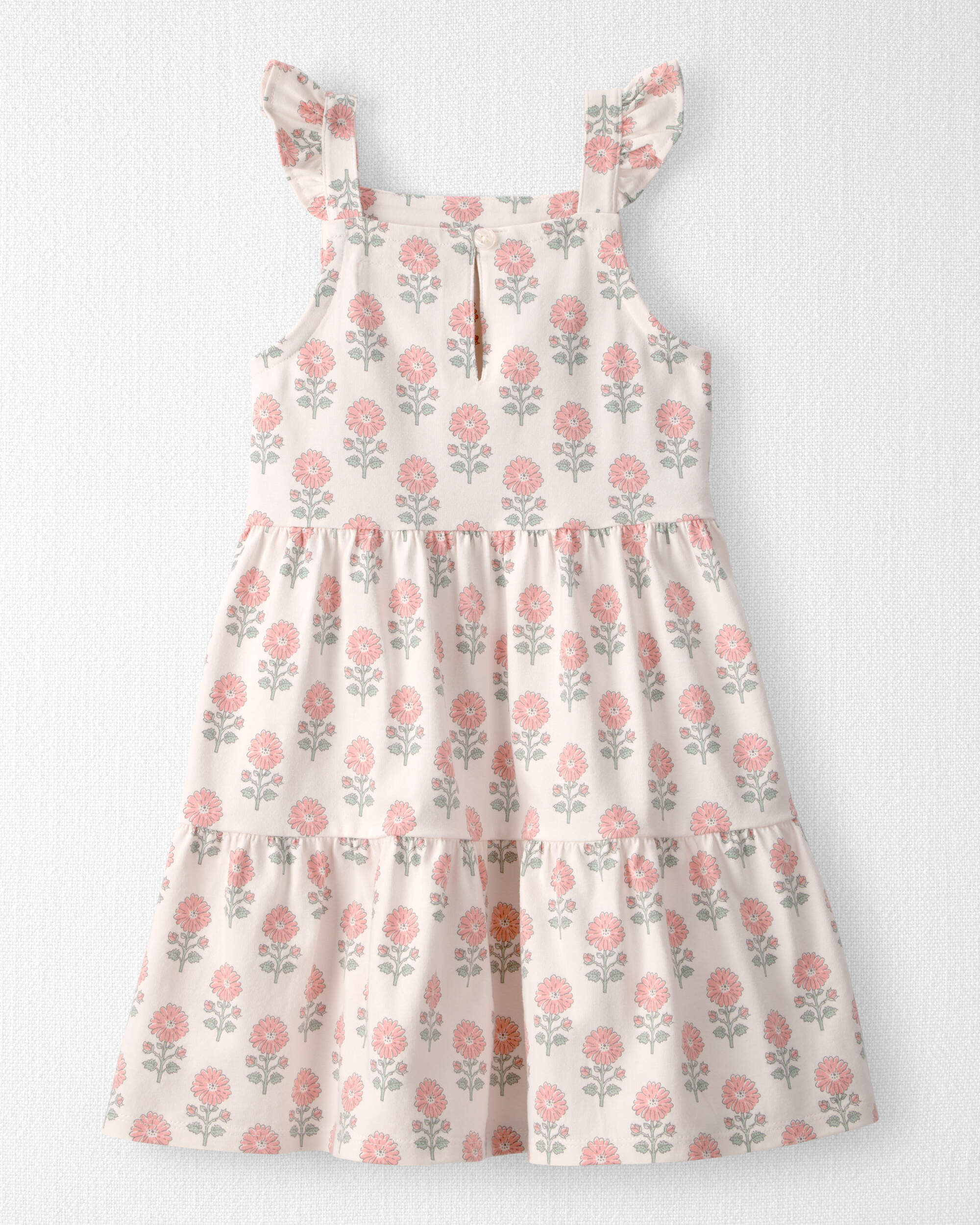 Toddler Girl Organic Cotton Tiered Dress Rosebud Petal Print
