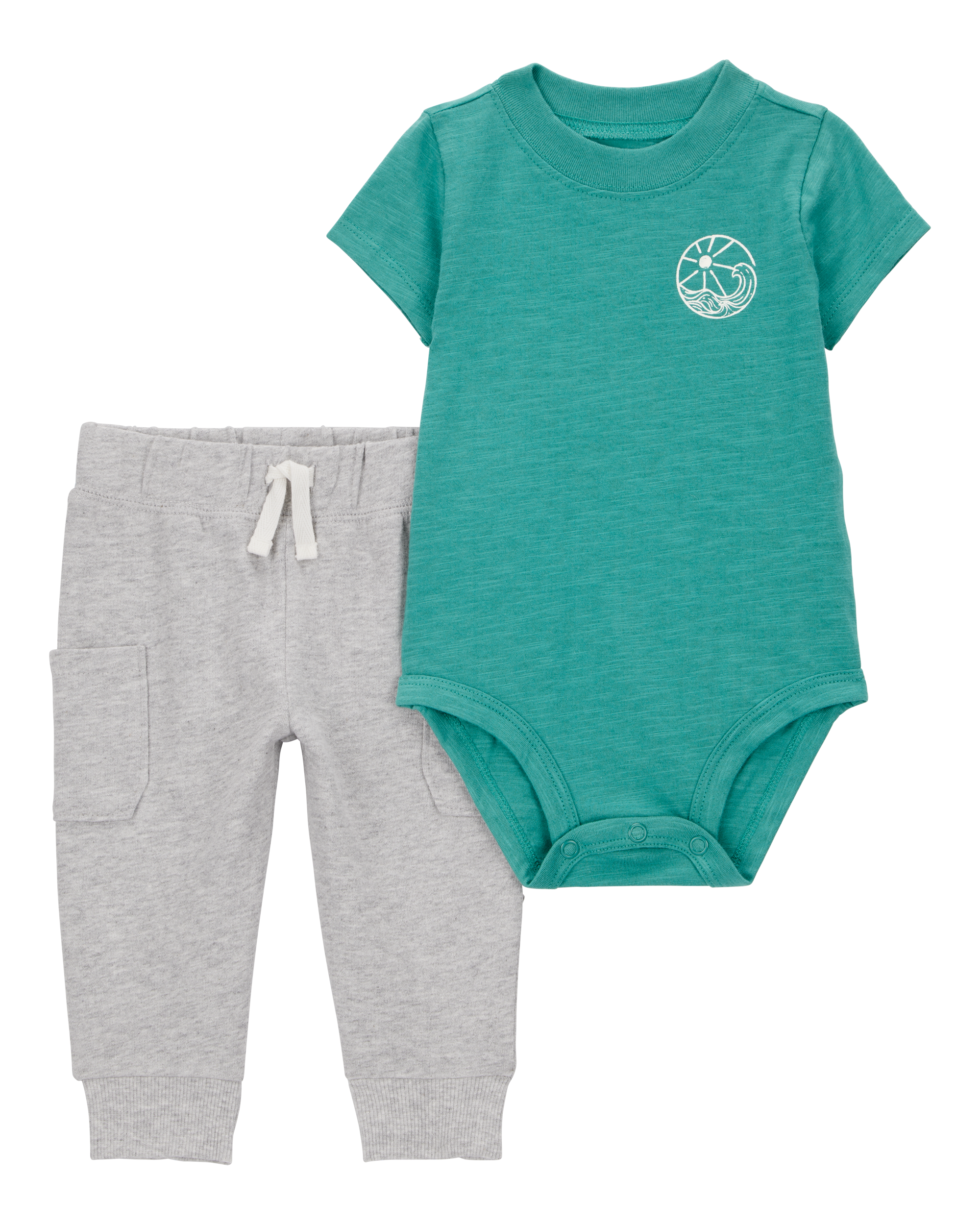 Baby 2-Piece "Sea You Later" Bodysuit & Pant Set - Green/Grey