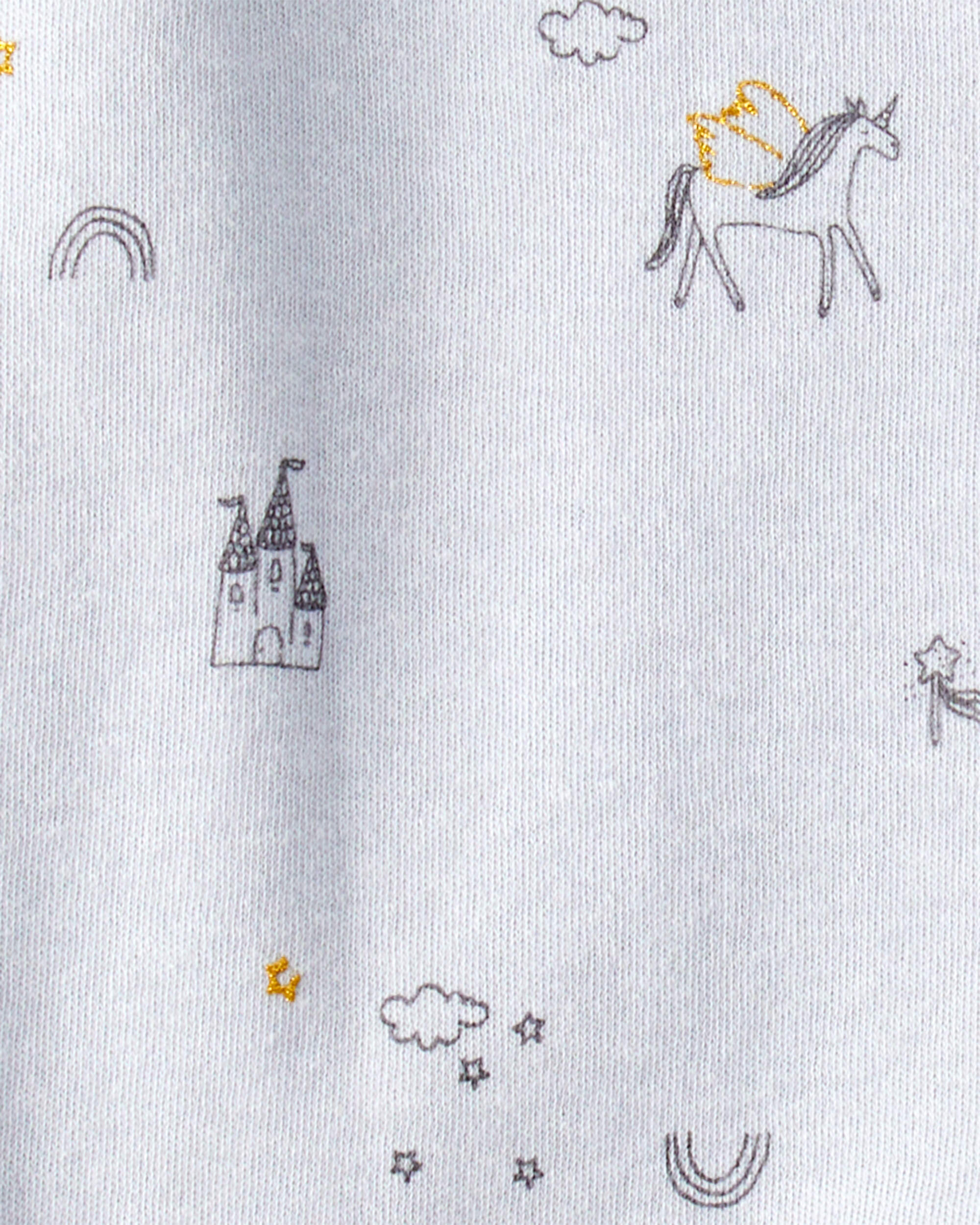 Baby Girl Unicorn Star Print 100% Cotton Long-Sleeve 2-Way Zip Sleeper - Blue