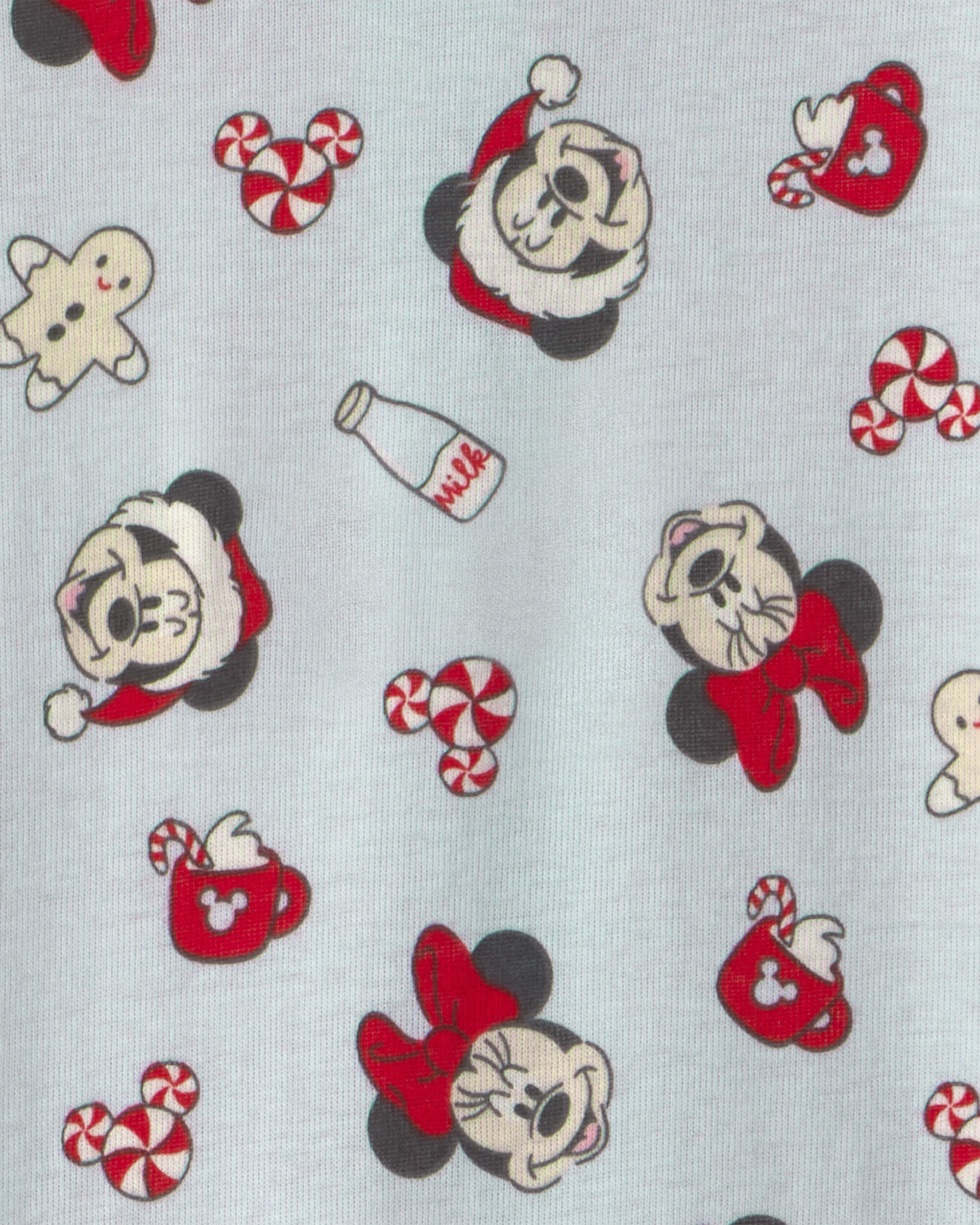 Baby 1-Piece Disney Mickey Mouse Christmas 100% Cotton Snug Fit Footed Pyjama - Blue