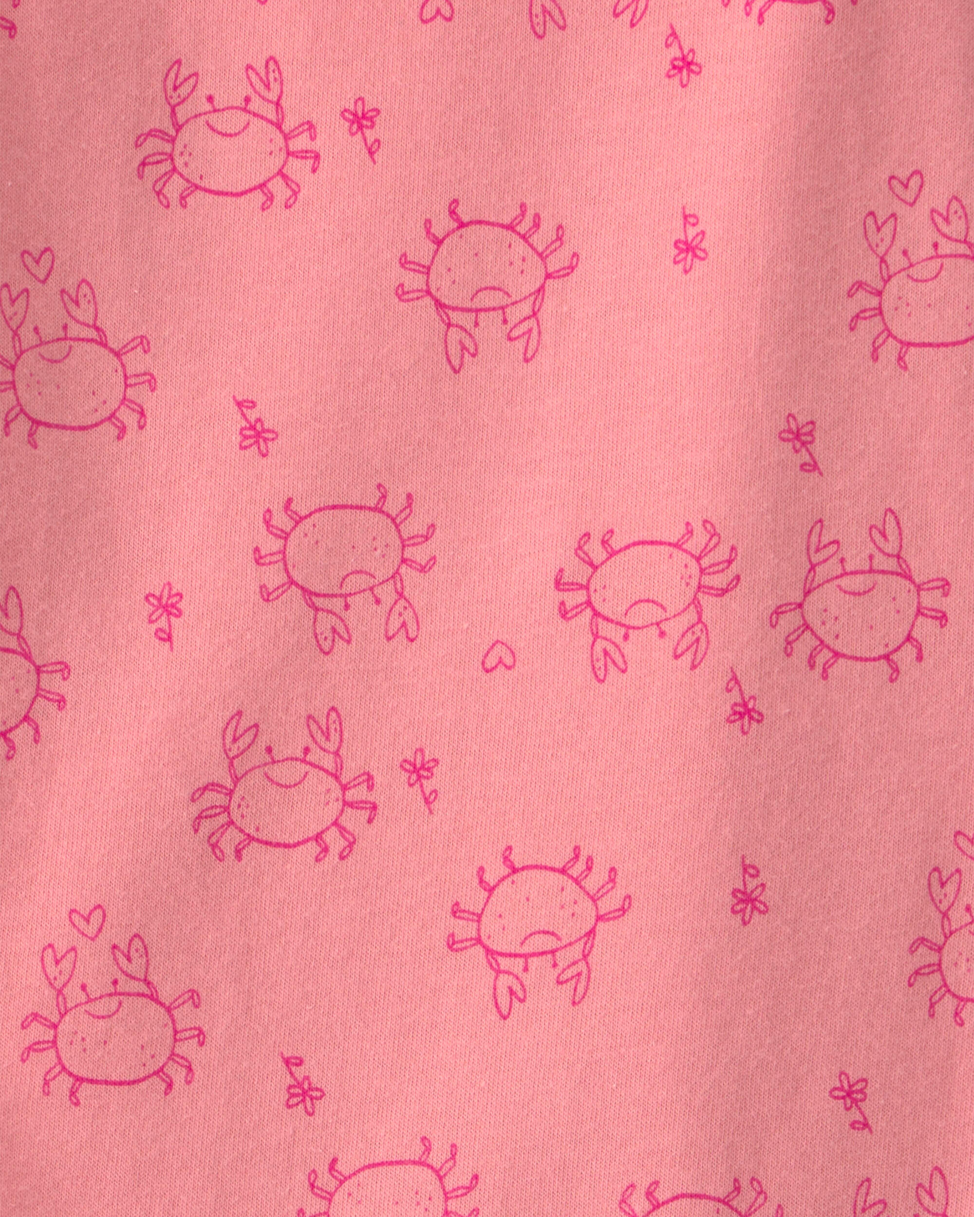 Baby Girl Crab Sleeveless Graphic Bodysuit - Coral