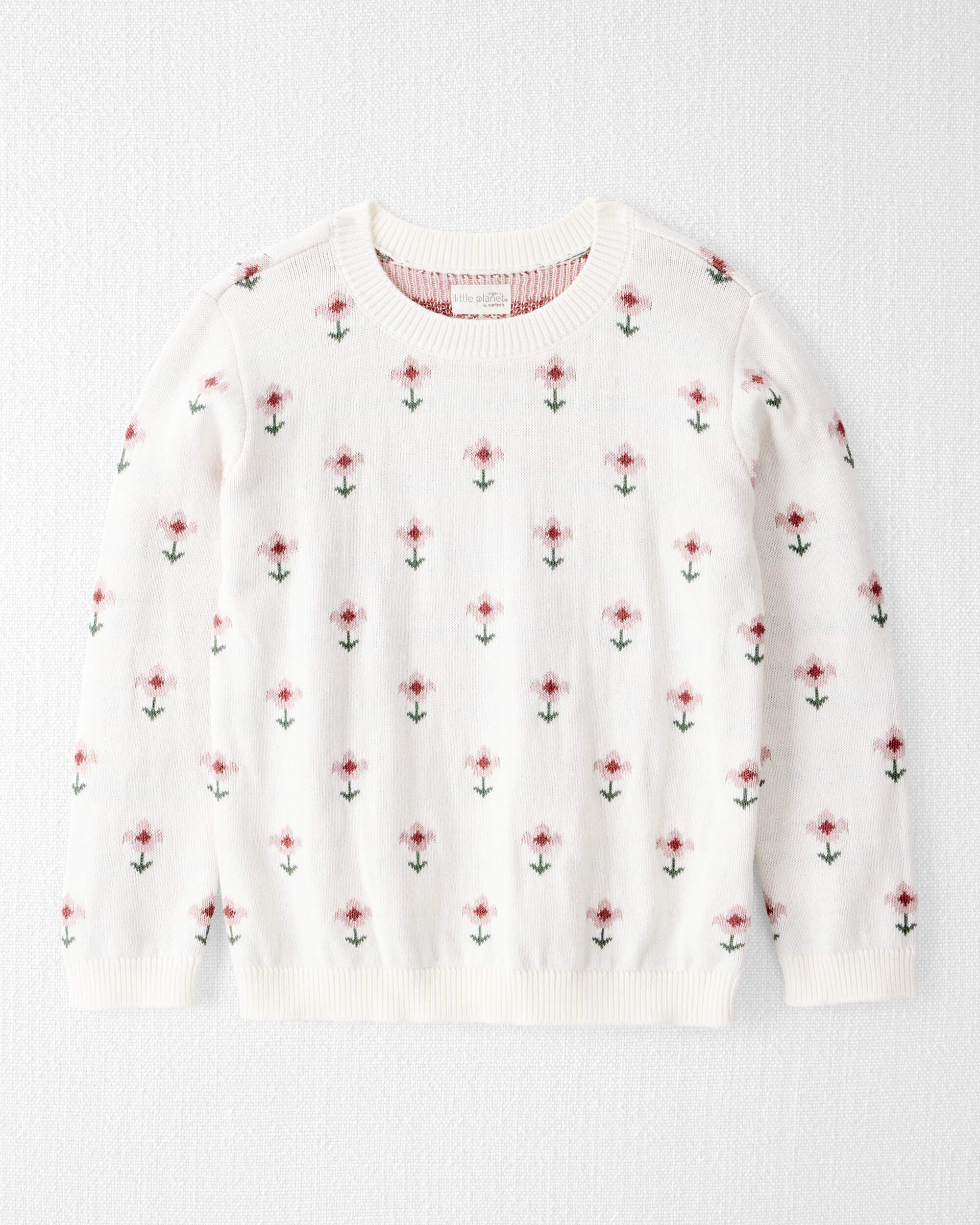 Girls Organic Cotton Sweater Knit Wildflower Maze Print