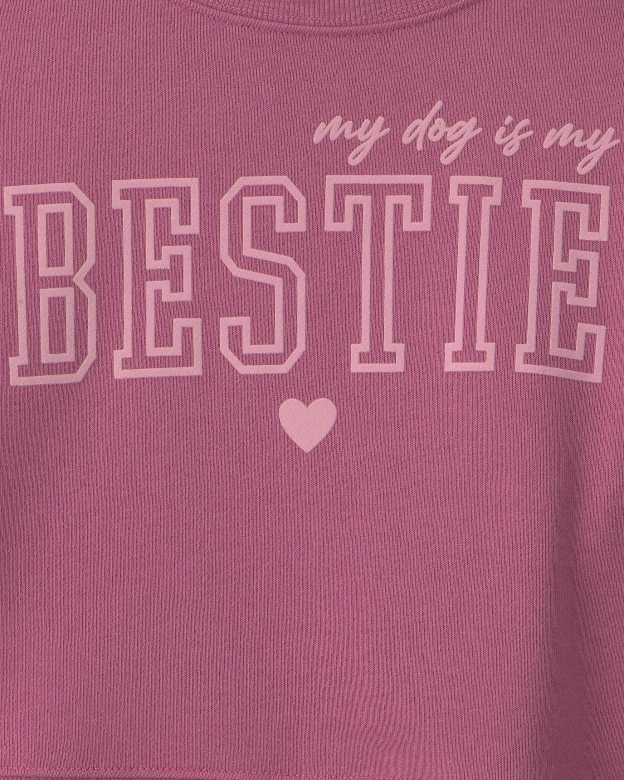 Girls 'Bestie' French Terry Long-Sleeve Pullover Sweatshirt - Pink