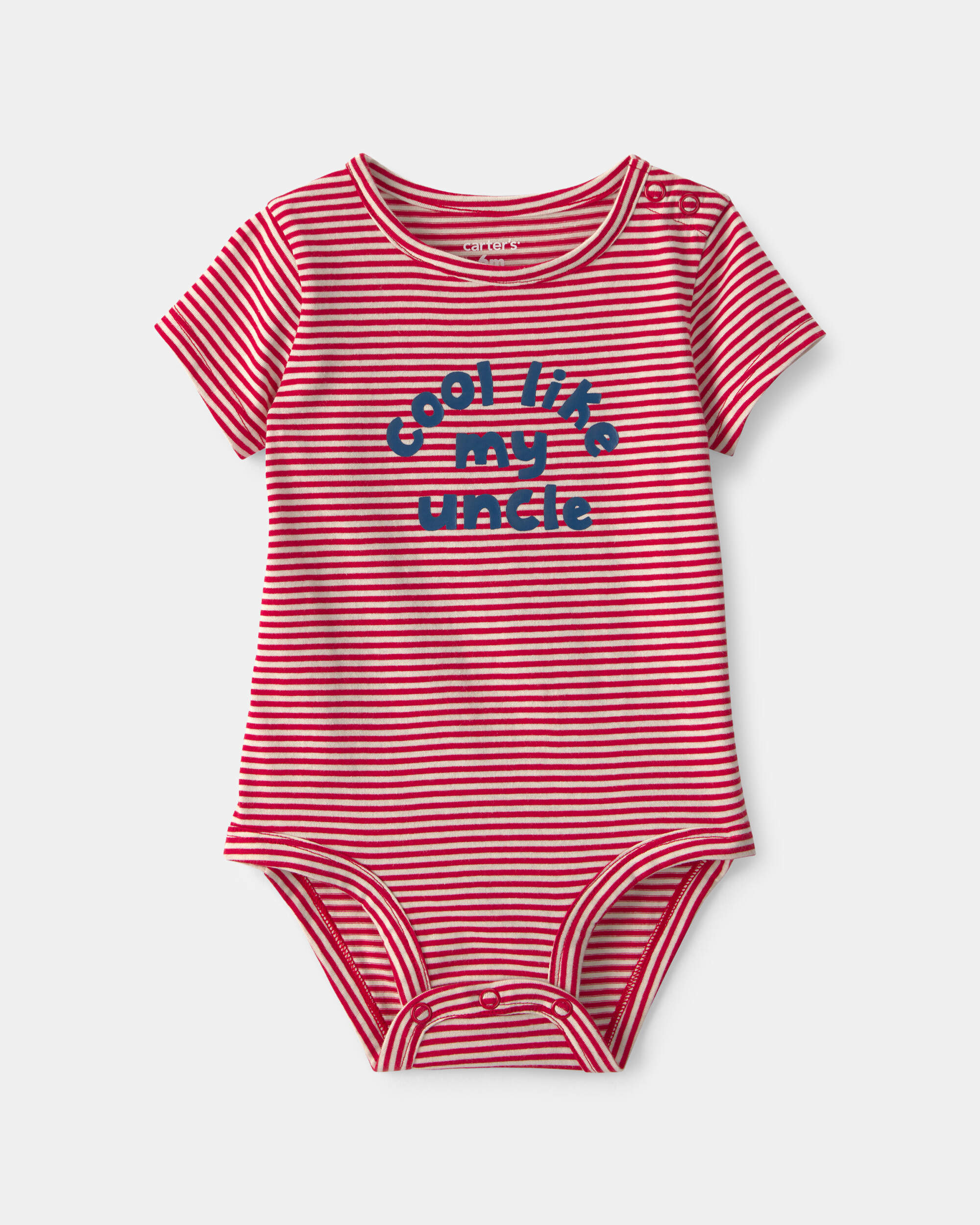 Baby 'Cool Like My Uncle' Striped Graphic Bodysuit - Red