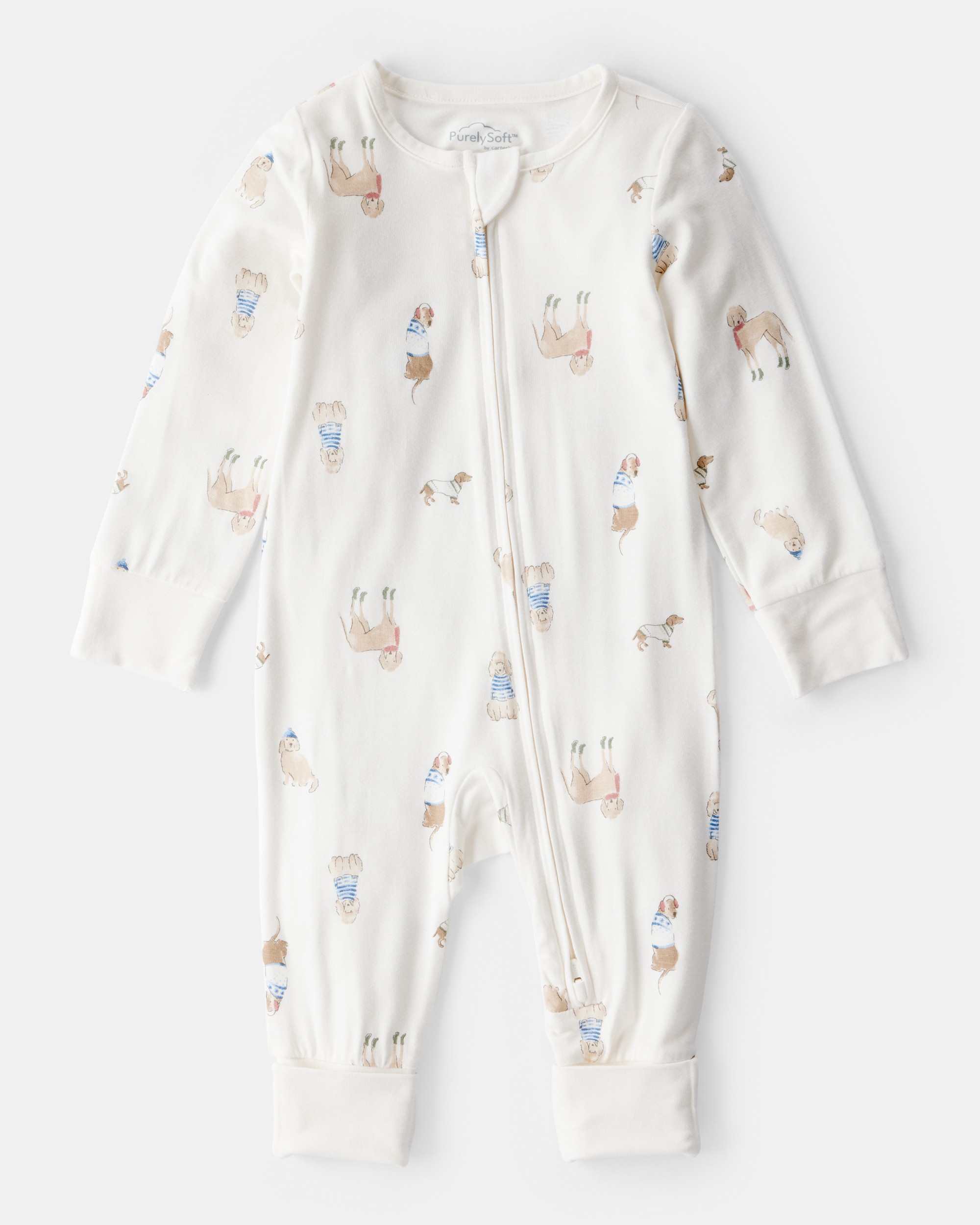 Baby Dog Print PurelySoft Snug Fit Sleeper - Cream