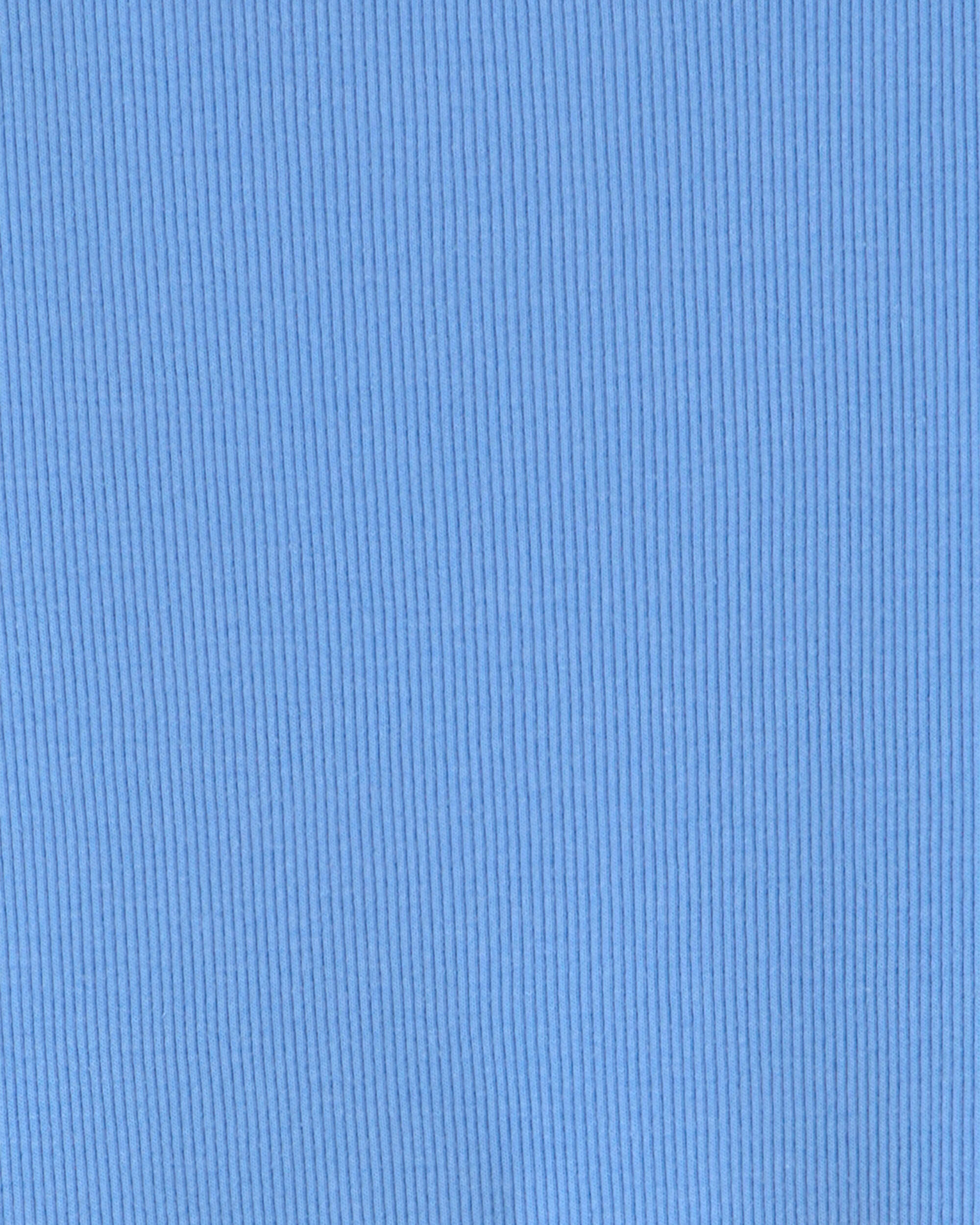 Girls Rib Short-Sleeve Dress - Blue