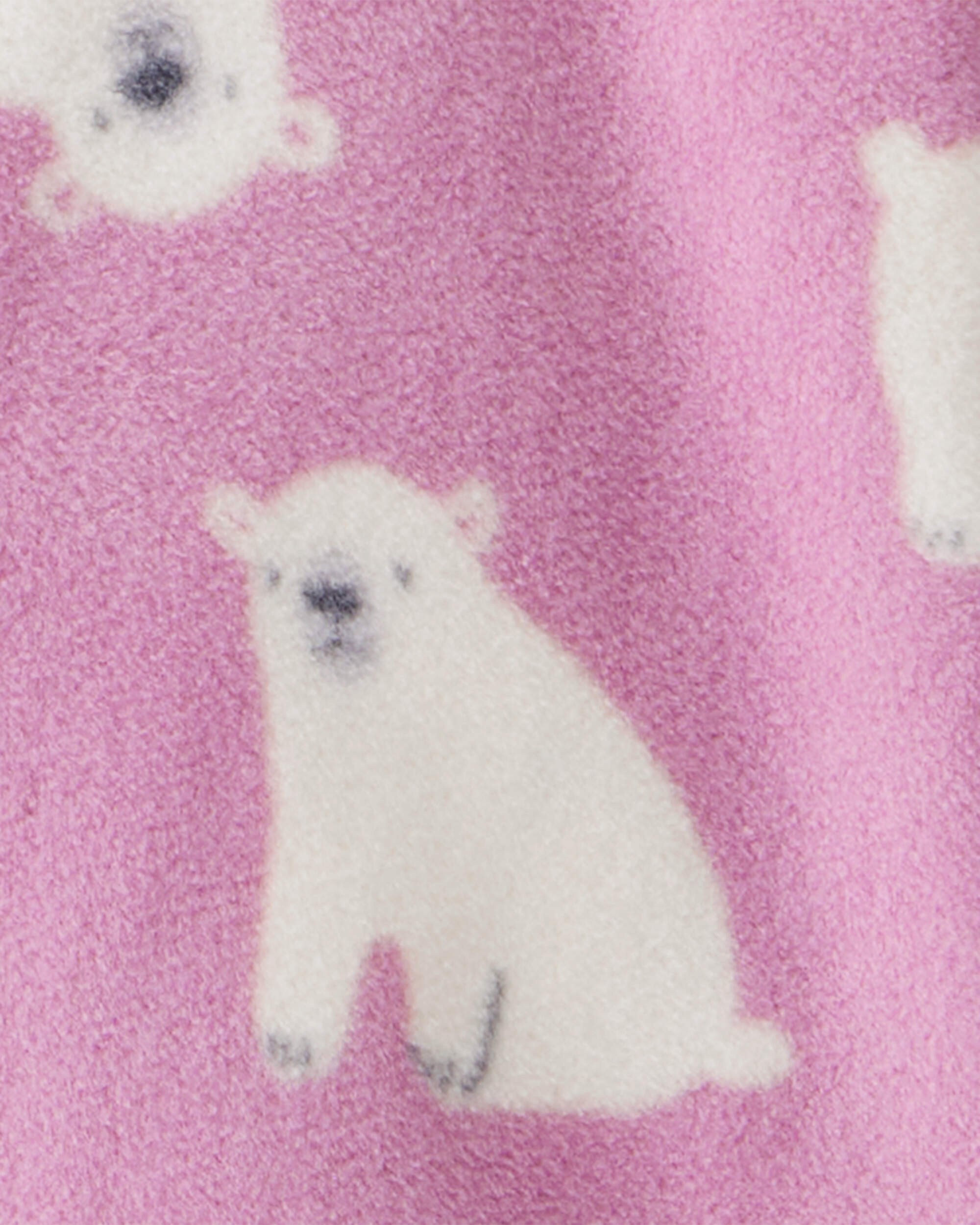 Toddler Girl Polar Bear Loose Fit Long-Sleeve 2-Way Zip 1-Piece Pyjamas - Pink