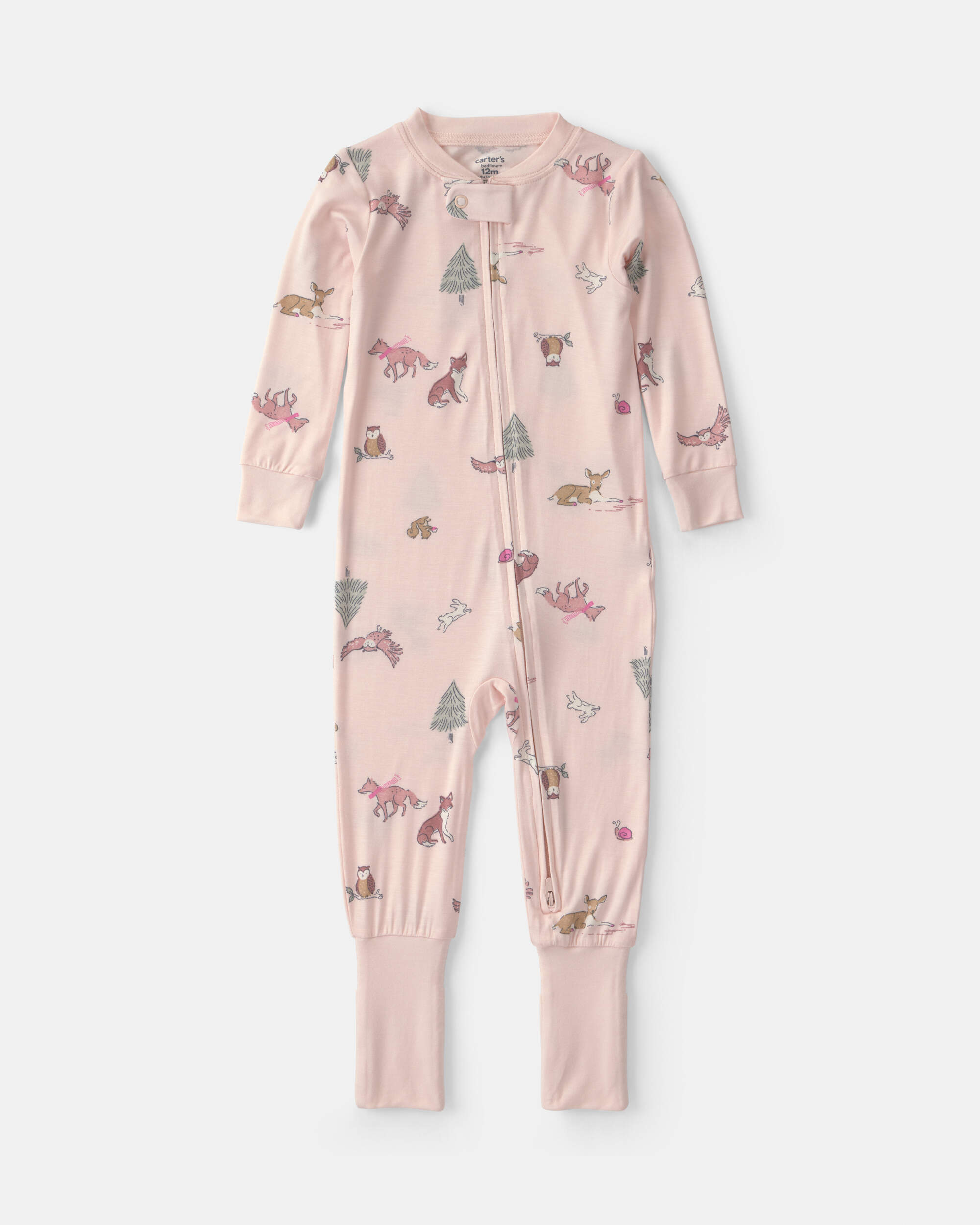 Baby Girl 1-Piece Woodland PurelySoft™ Snug Fit Pyjama - Pink