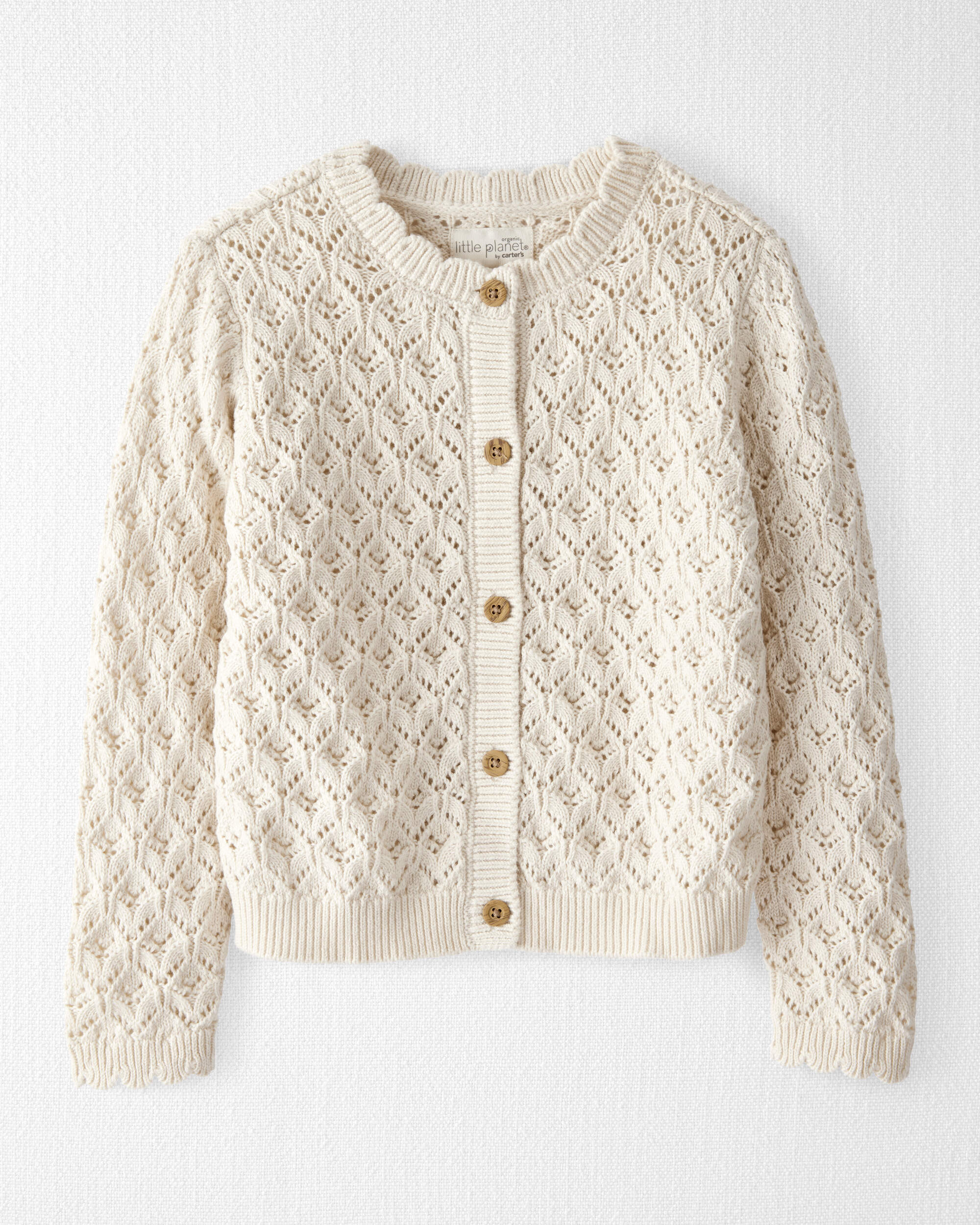 Toddler Girl Organic Cotton Pointelle Sweater Knit Cardigan