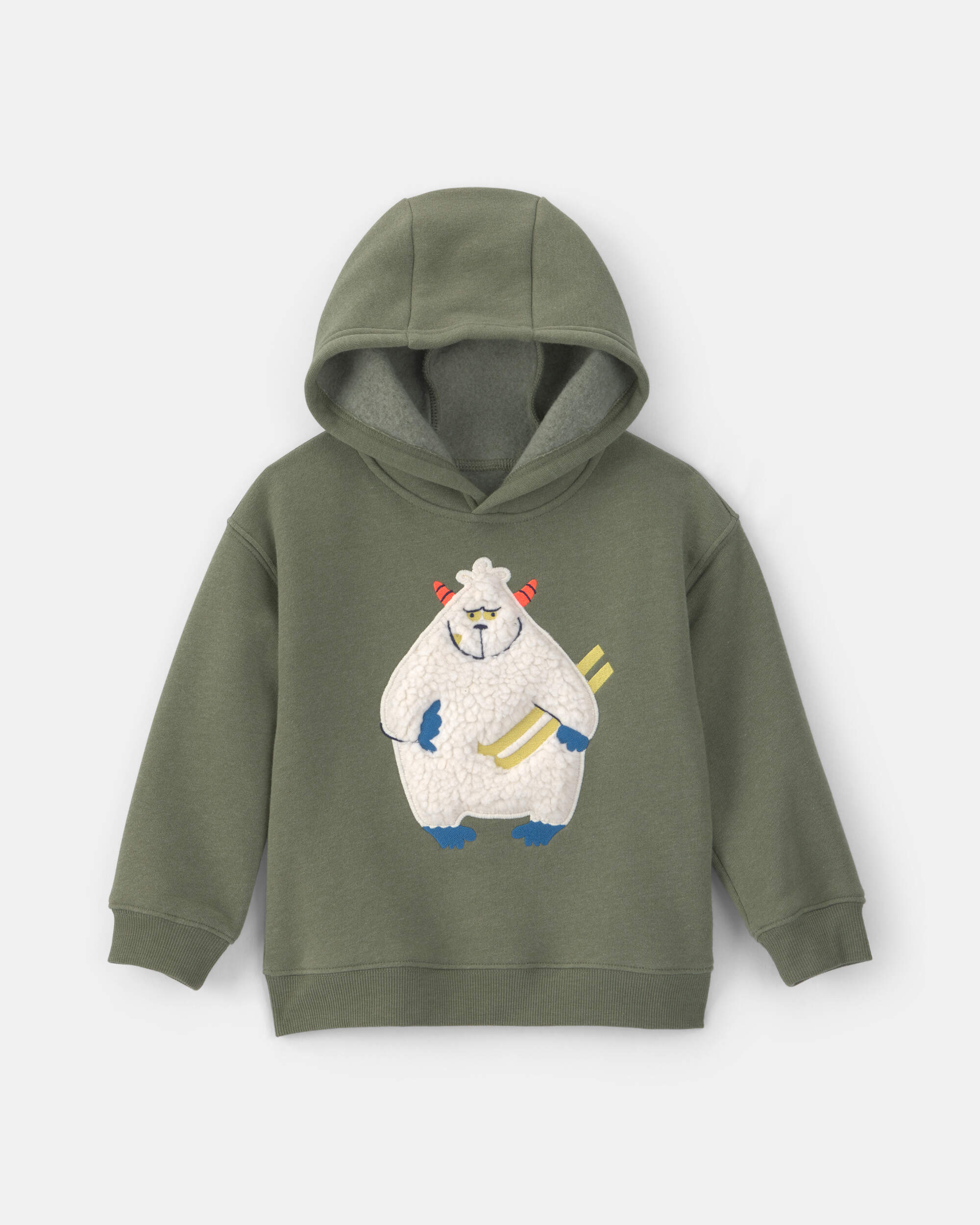 Toddler Boy Yeti Fleece Hoodie - Olive Green