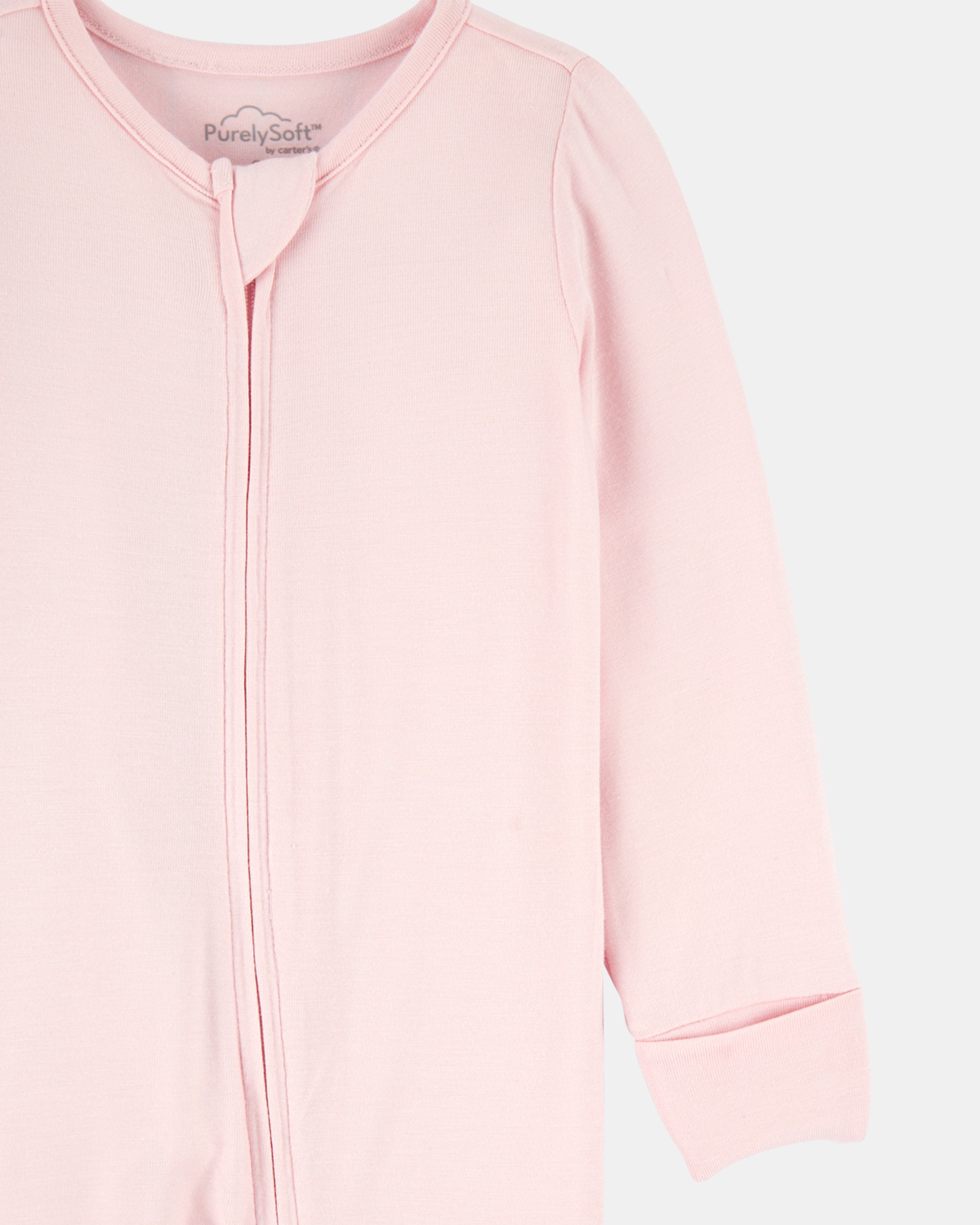 Baby Girl Solid 2-Way Zip PurelySoft Sleeper Pyjamas - Light Pink