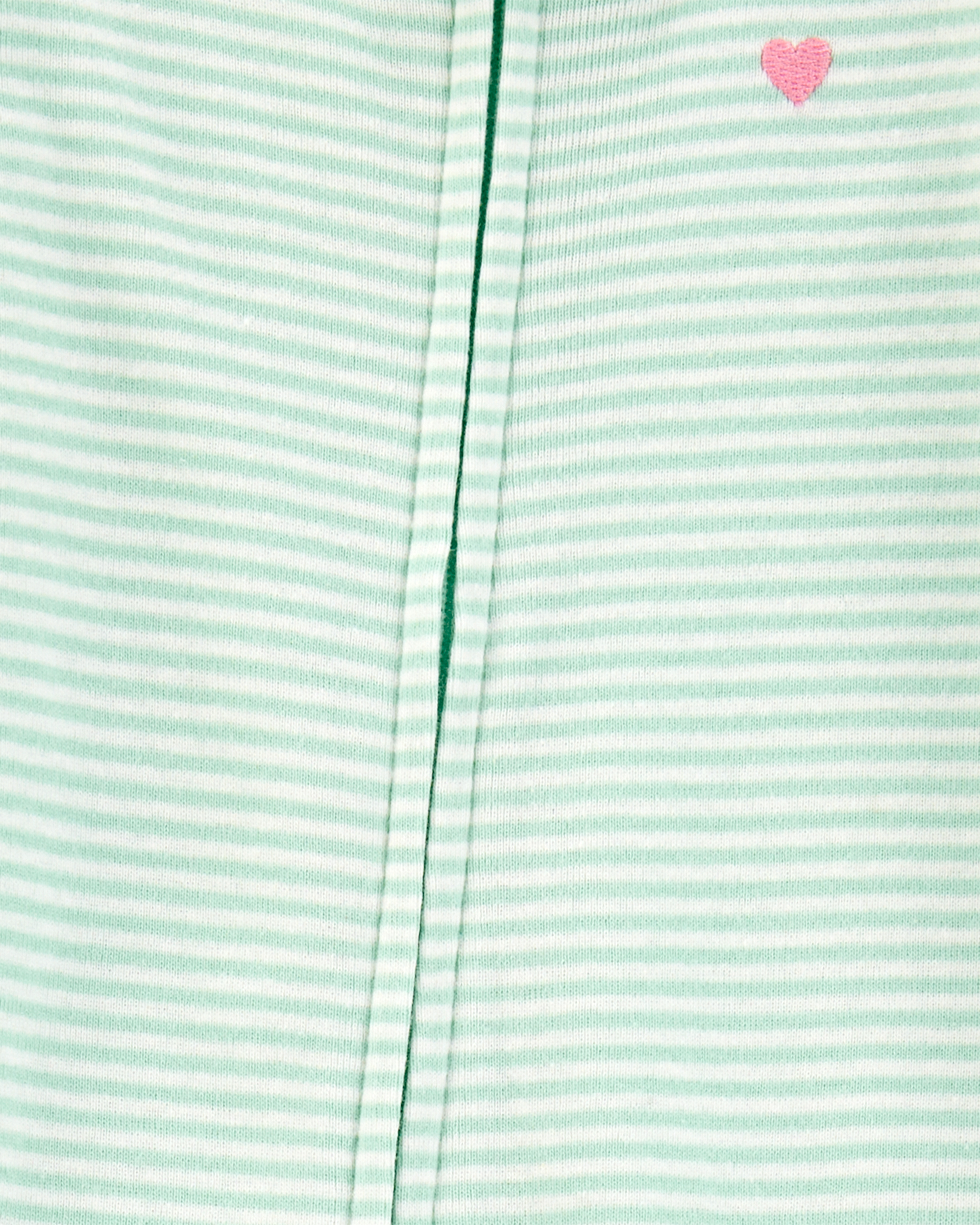 Baby Girl Striped Snug Fit Cotton Footie 1-Piece Pyjamas - Green