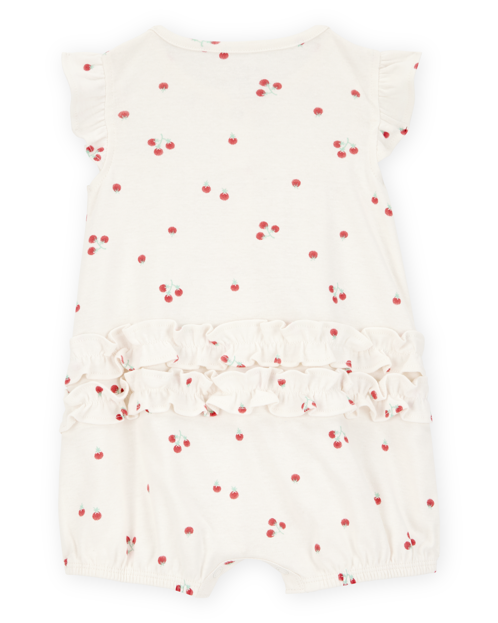 Baby Girl Tomato Print Short-Sleeve Cotton Romper - Ivory