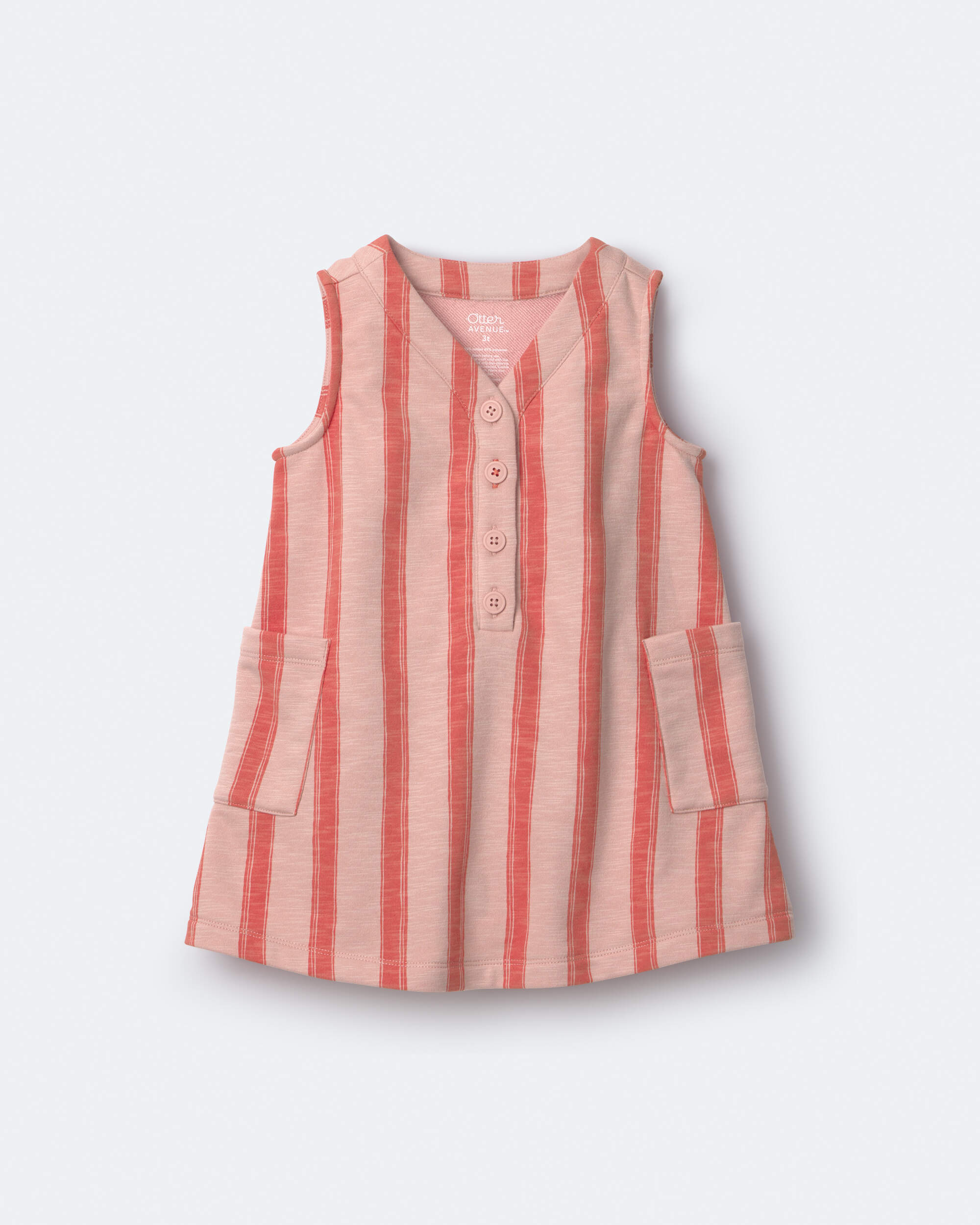 Toddler Girl Striped Pocket Dress - Orange