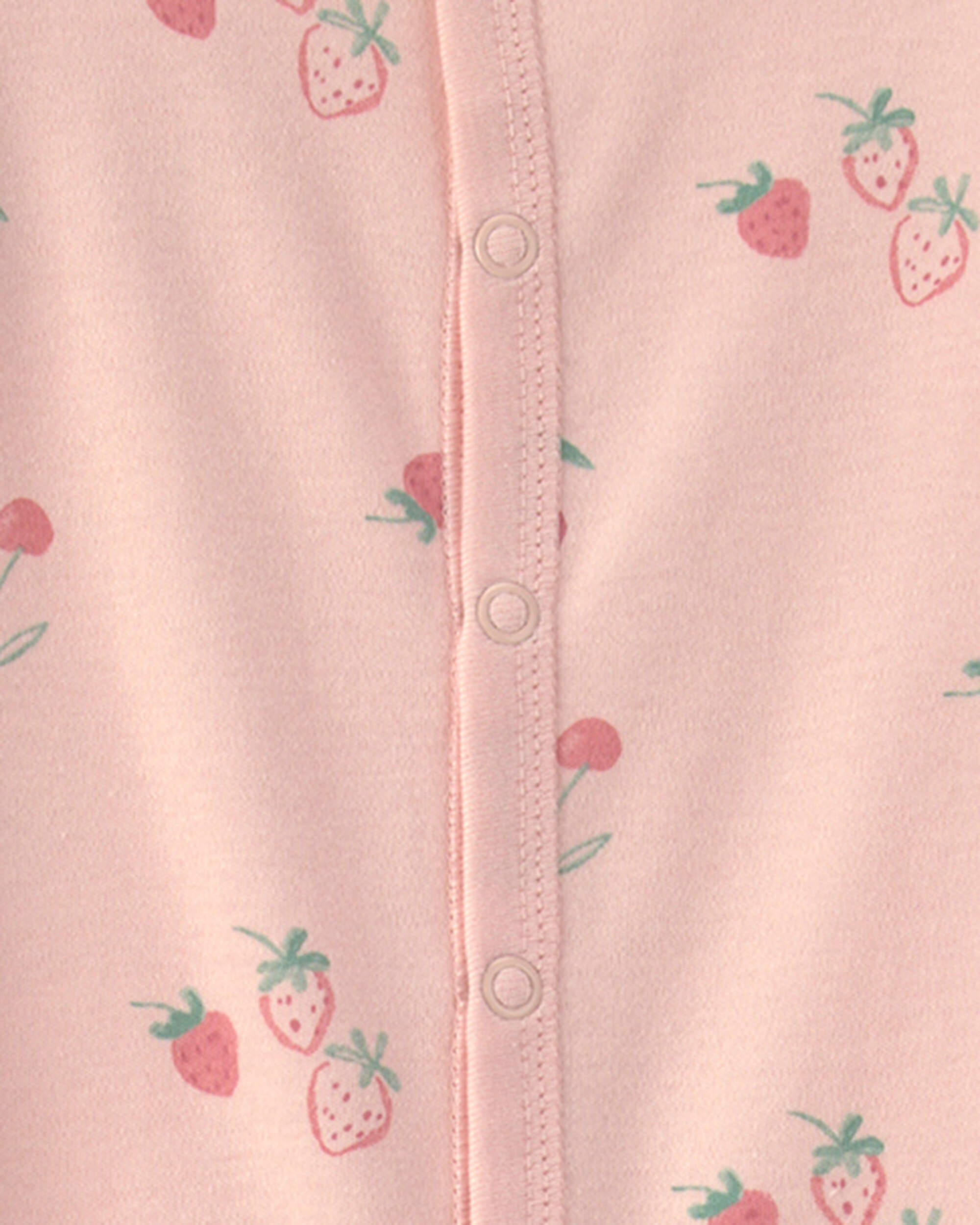 Baby Girl Strawberry 100% Cotton Sleeper - Pink