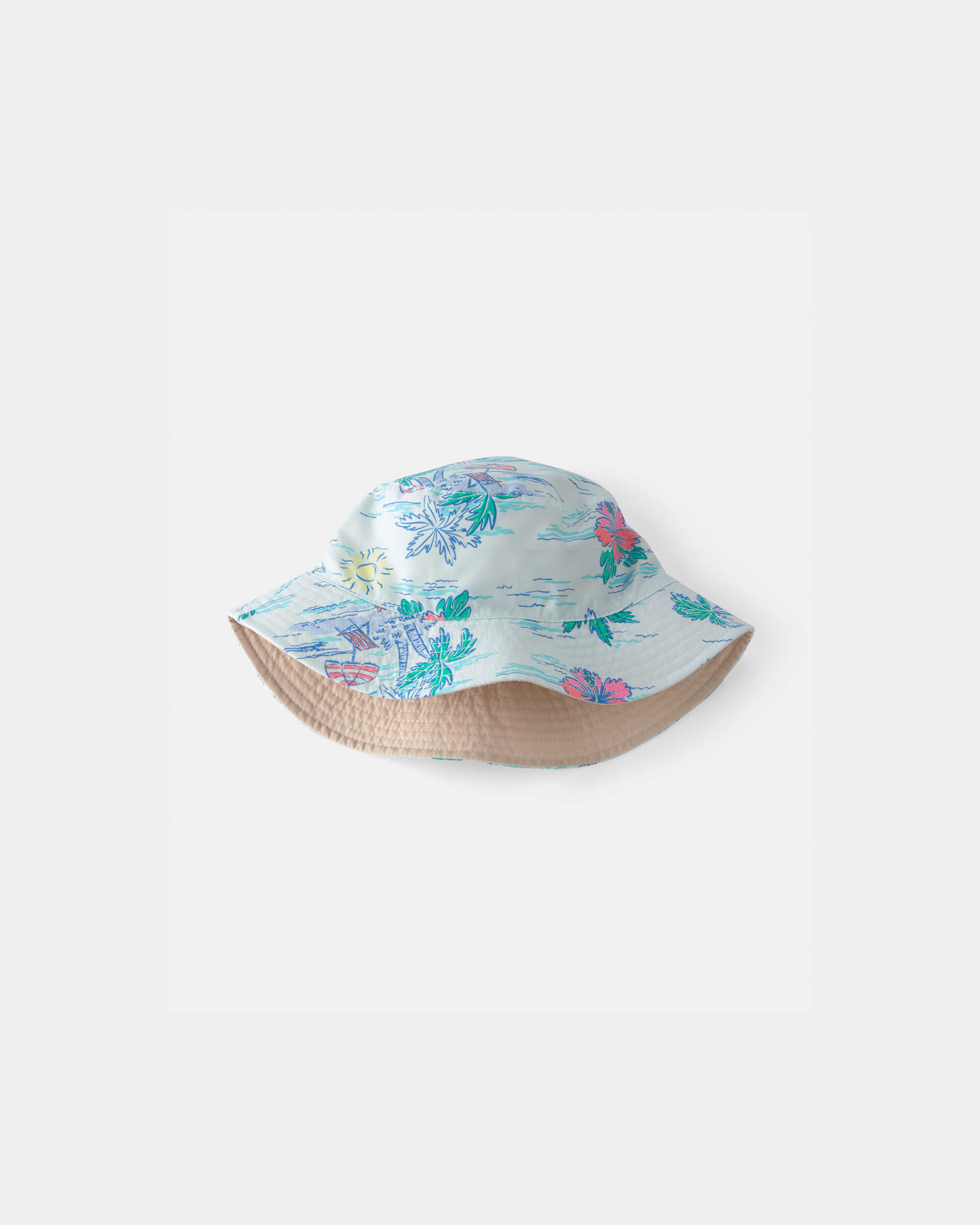 Toddler Boy Tropical Print/Green Reversible Swim Hat 