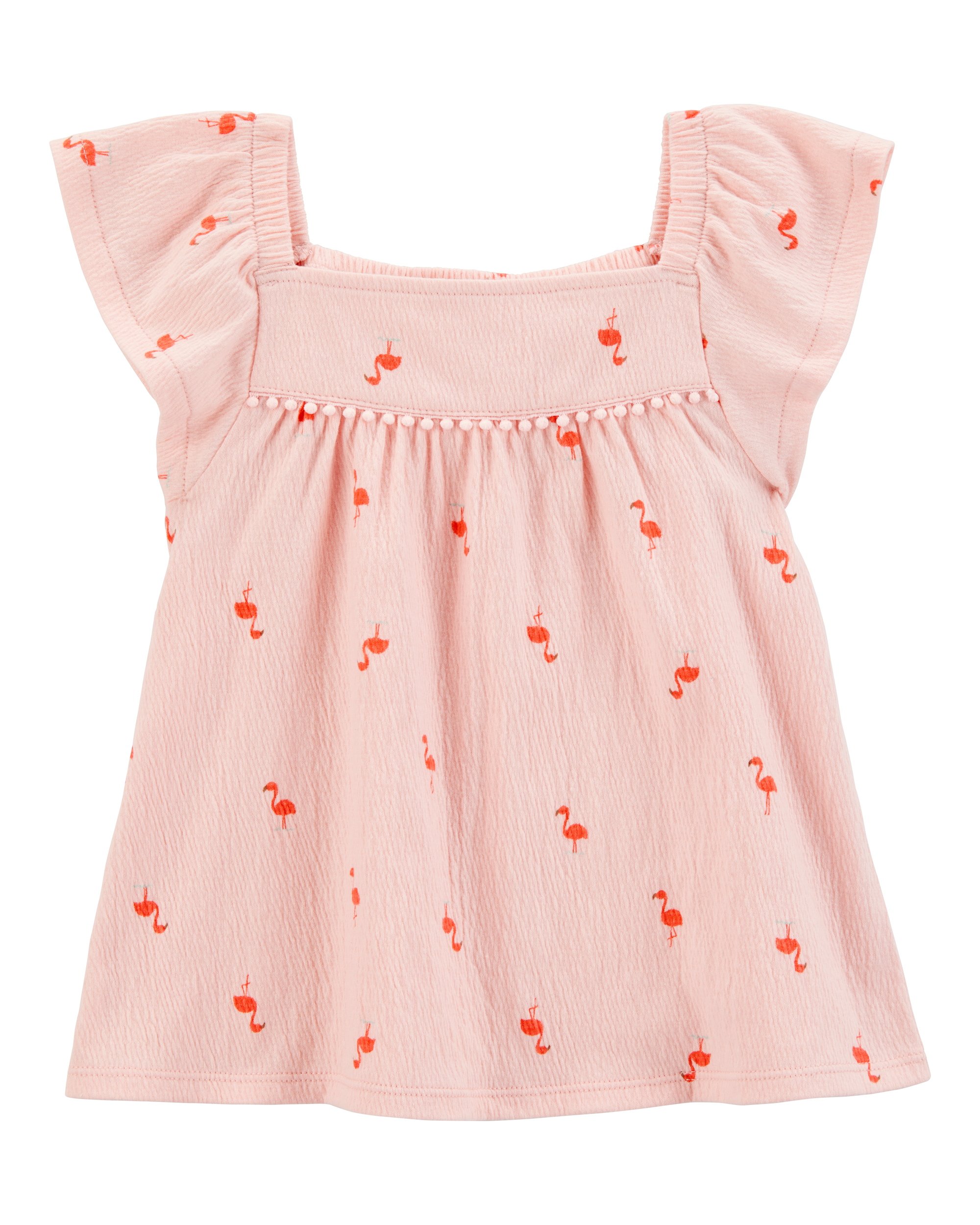 Toddler Flamingo Pom Fashion Top - Pink