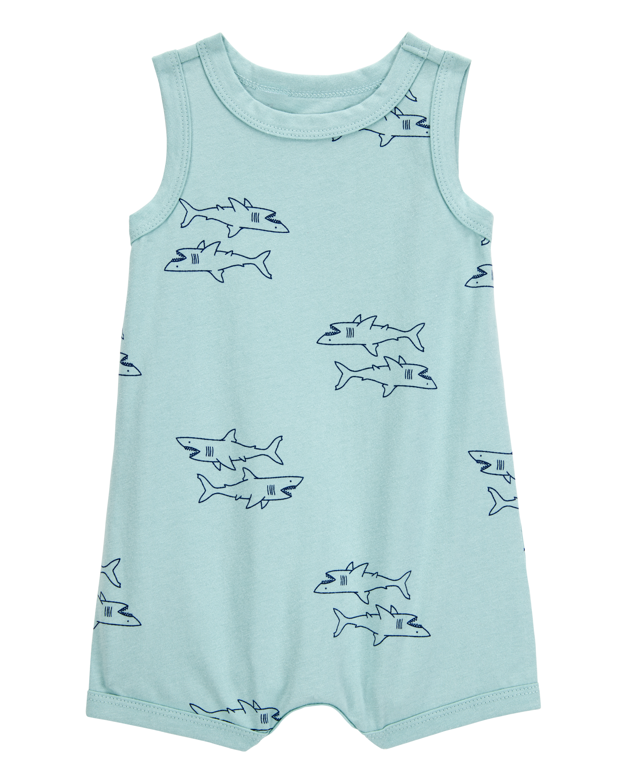Baby Shark Print Cotton Romper
