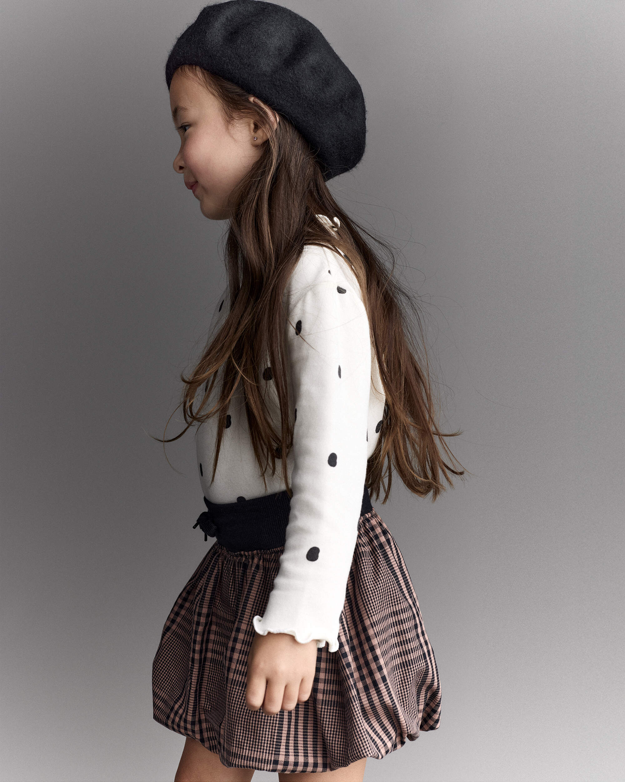 Toddler Girl Bubble Skirt Plaid - Tan