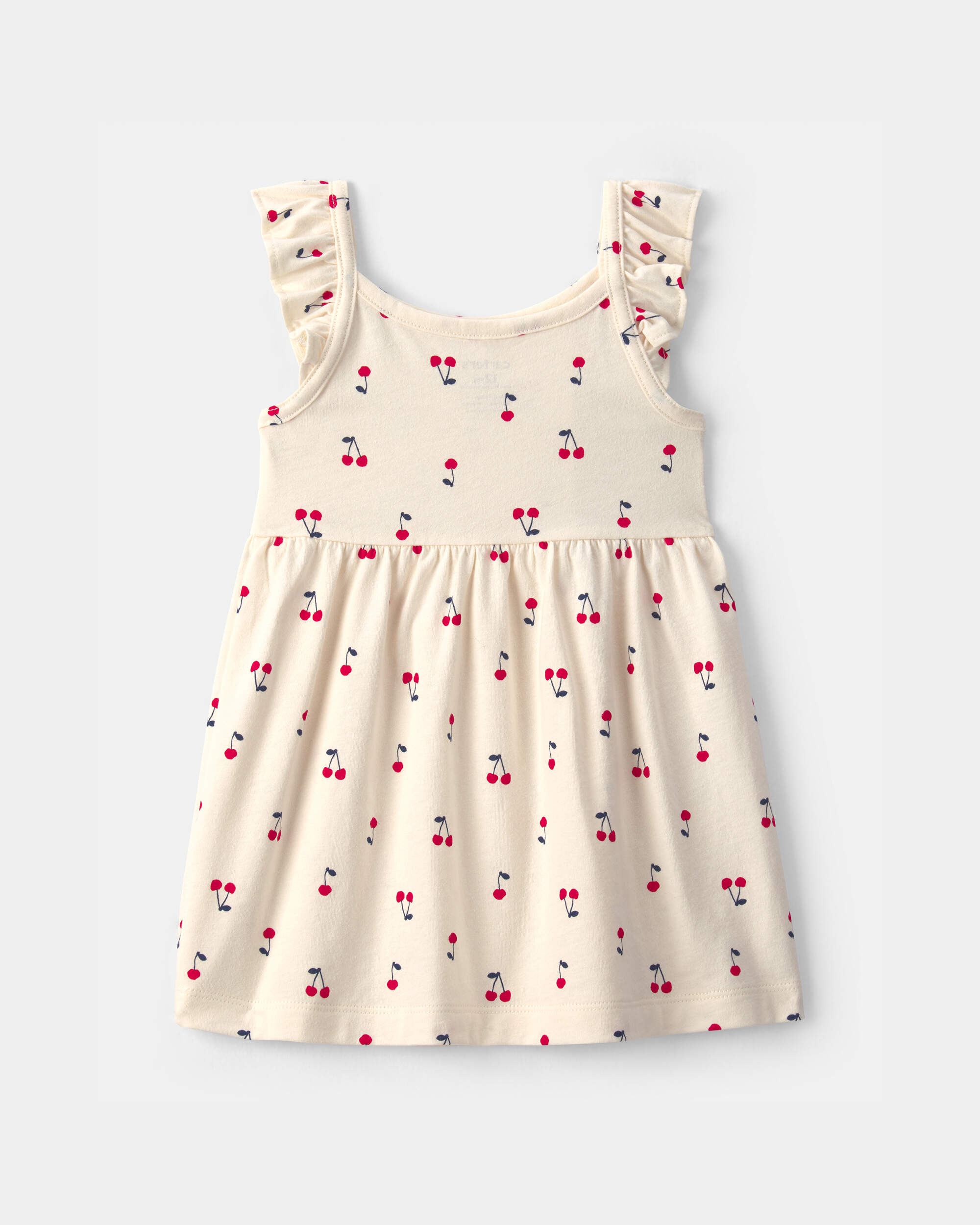Baby Girl Cherry Sleeveless Dress - Cream