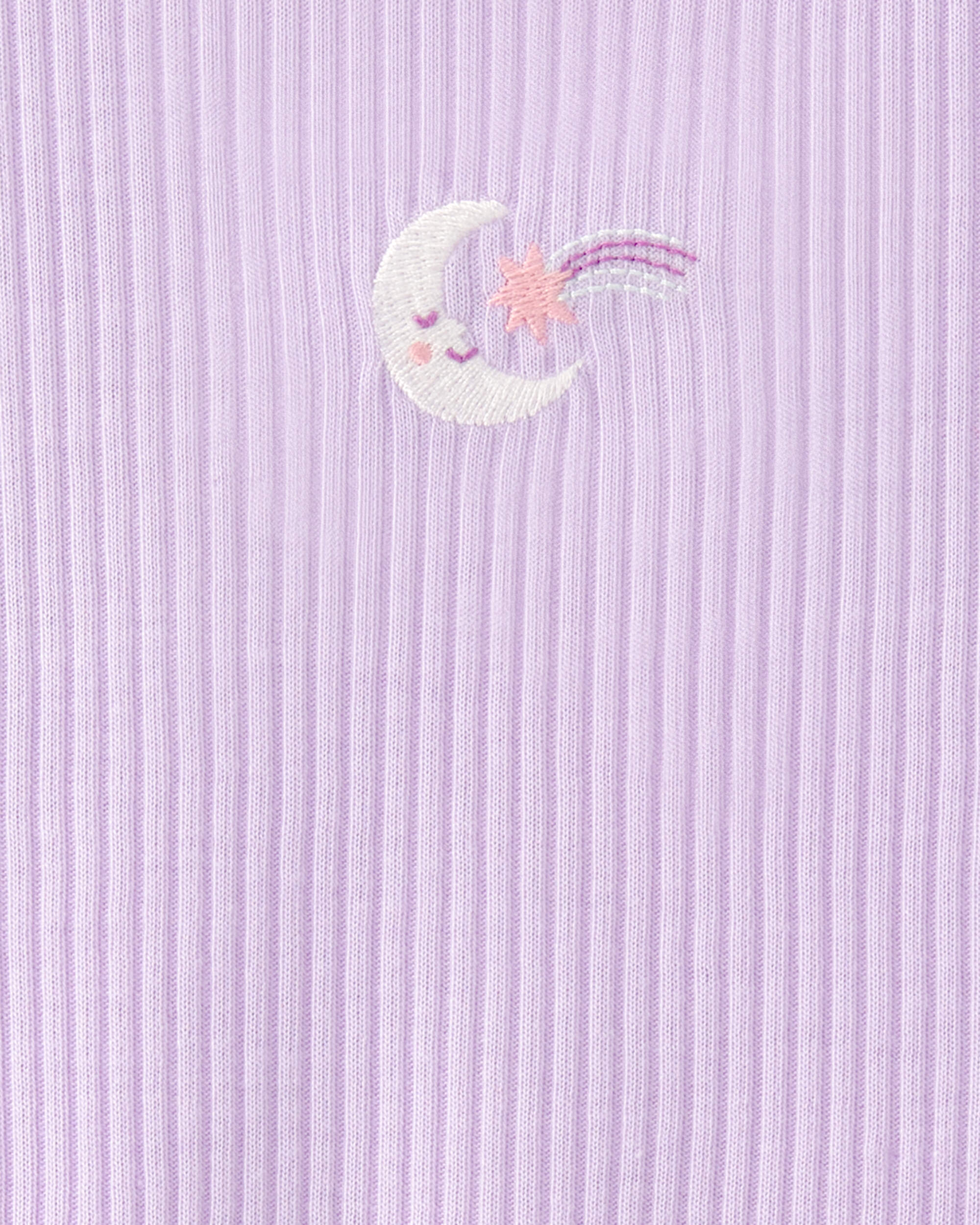 Toddler Girl Moon Rib Loose Fit 2-Piece Pajama Set - Purple