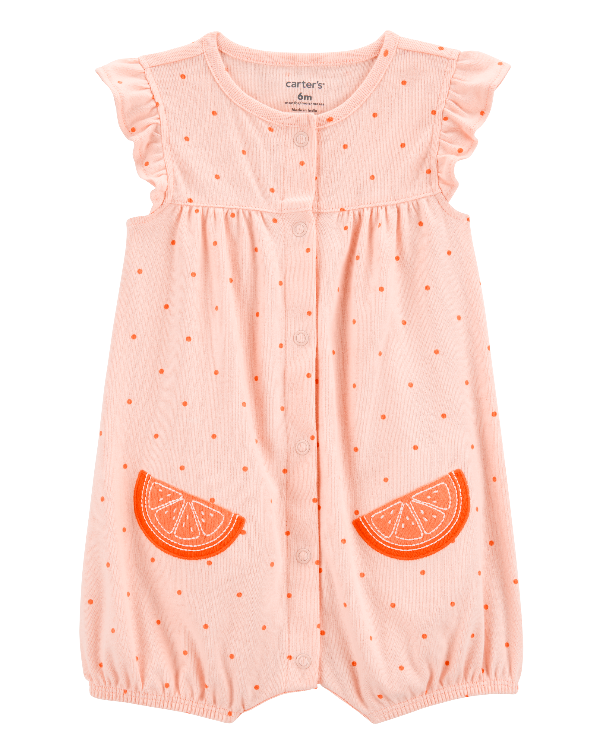 Baby Cotton Short-Sleeve Romper - Orange