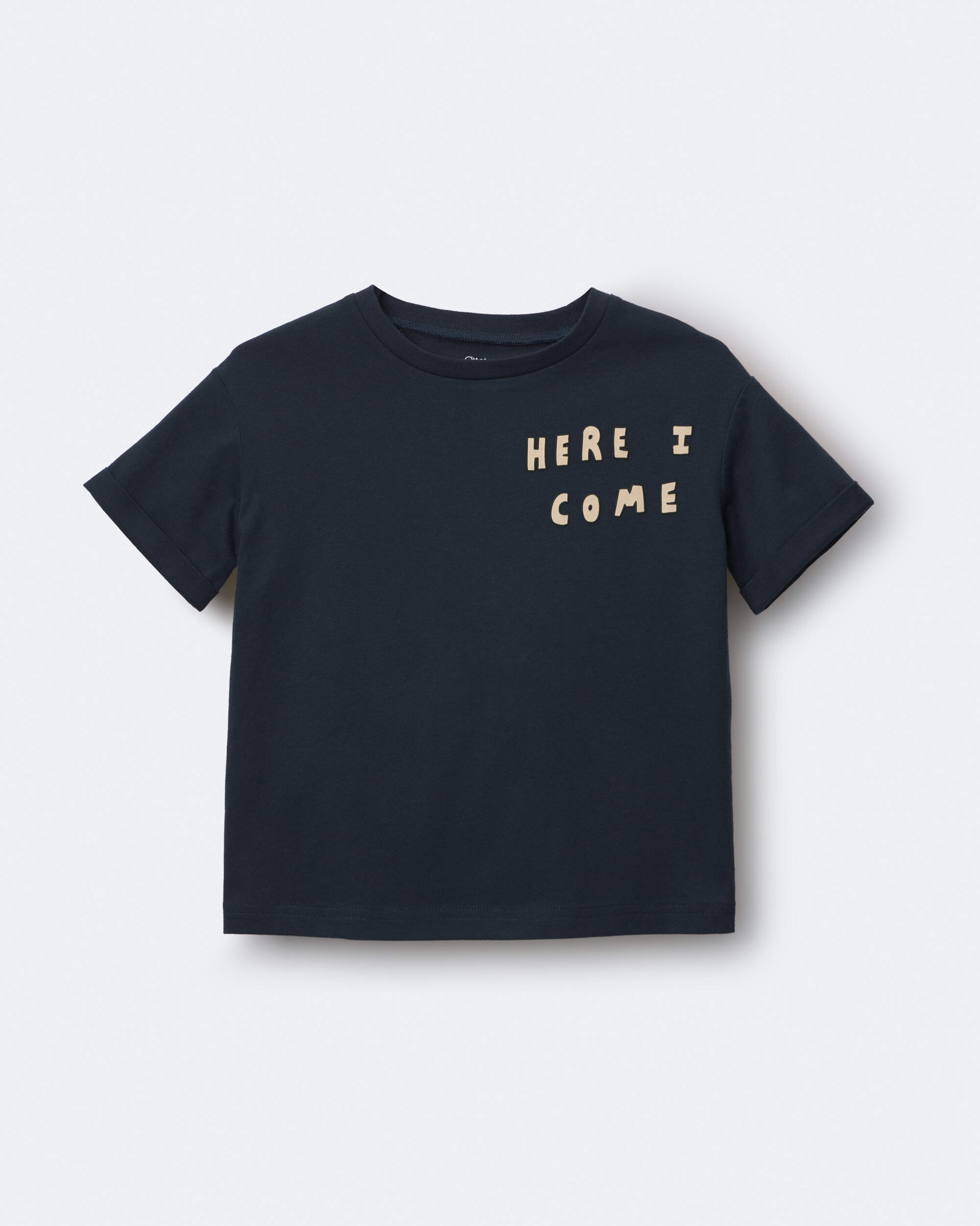 Toddler 'Here I Come' Rolled Cuff Tee - Navy