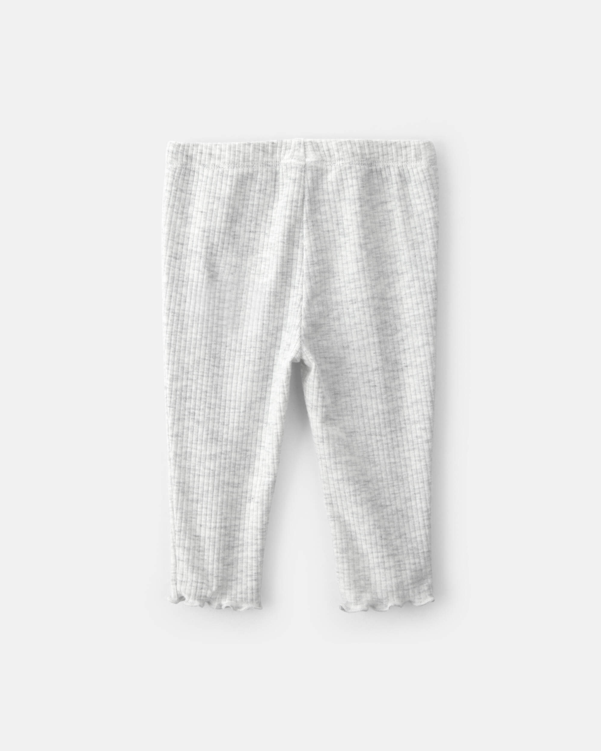 Baby Girl Rib Pull-On Leggings - Grey