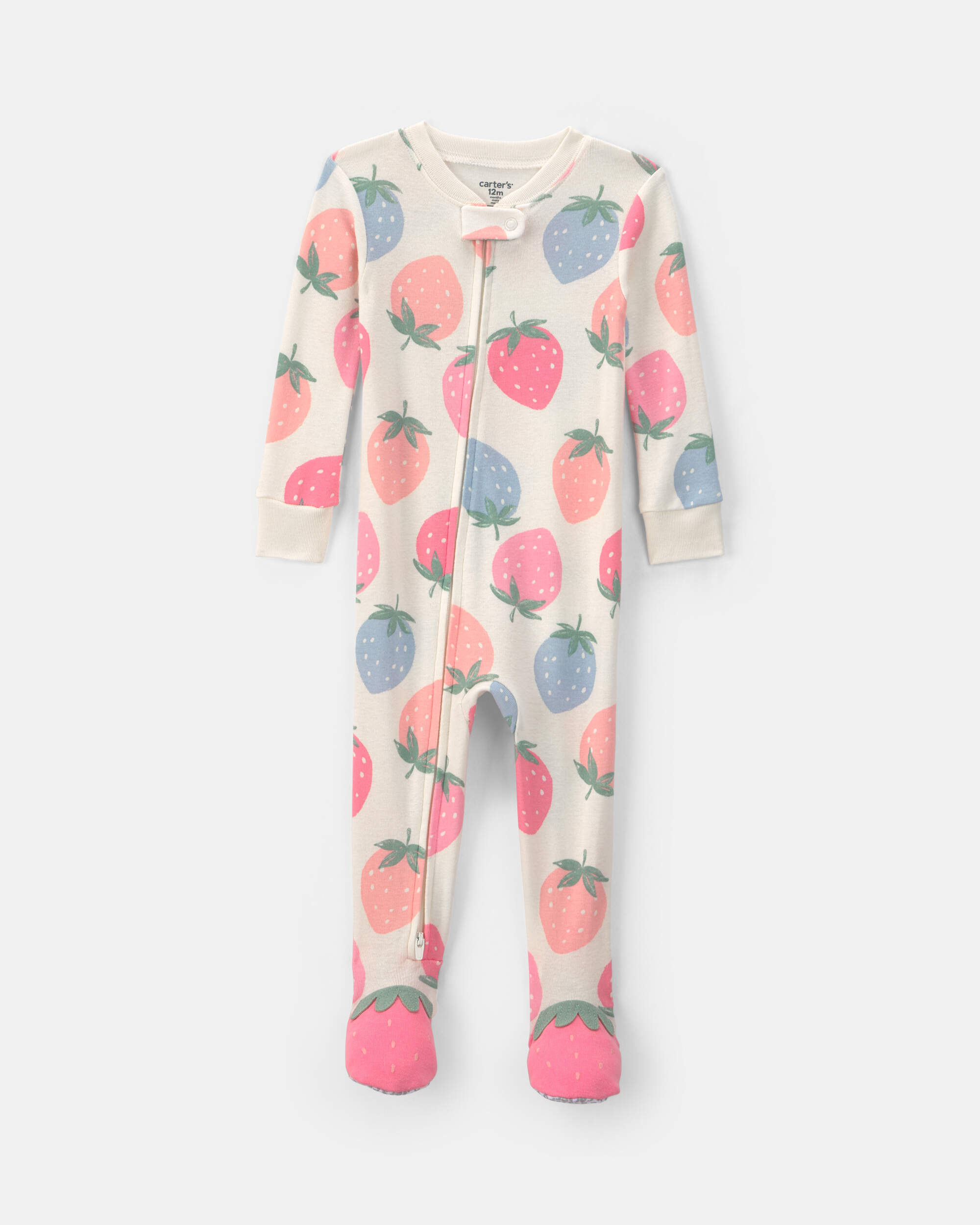 Baby Girl Strawberry Cotton Snug Fit 1-Piece Pyjama - Pink/White