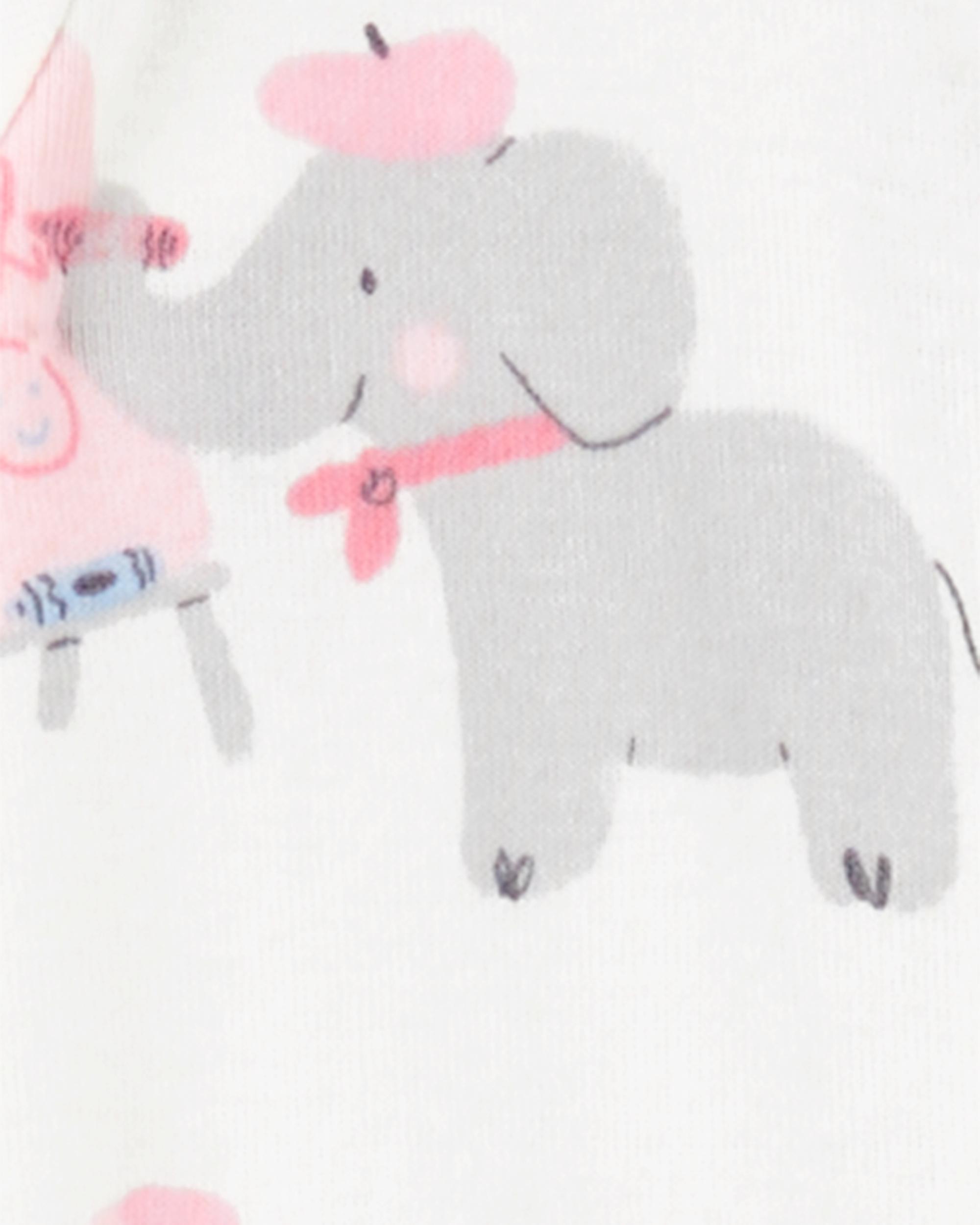 Toddler Girl 1-Piece Elephant Print 100% Snug Fit Cotton Footie Pyjamas