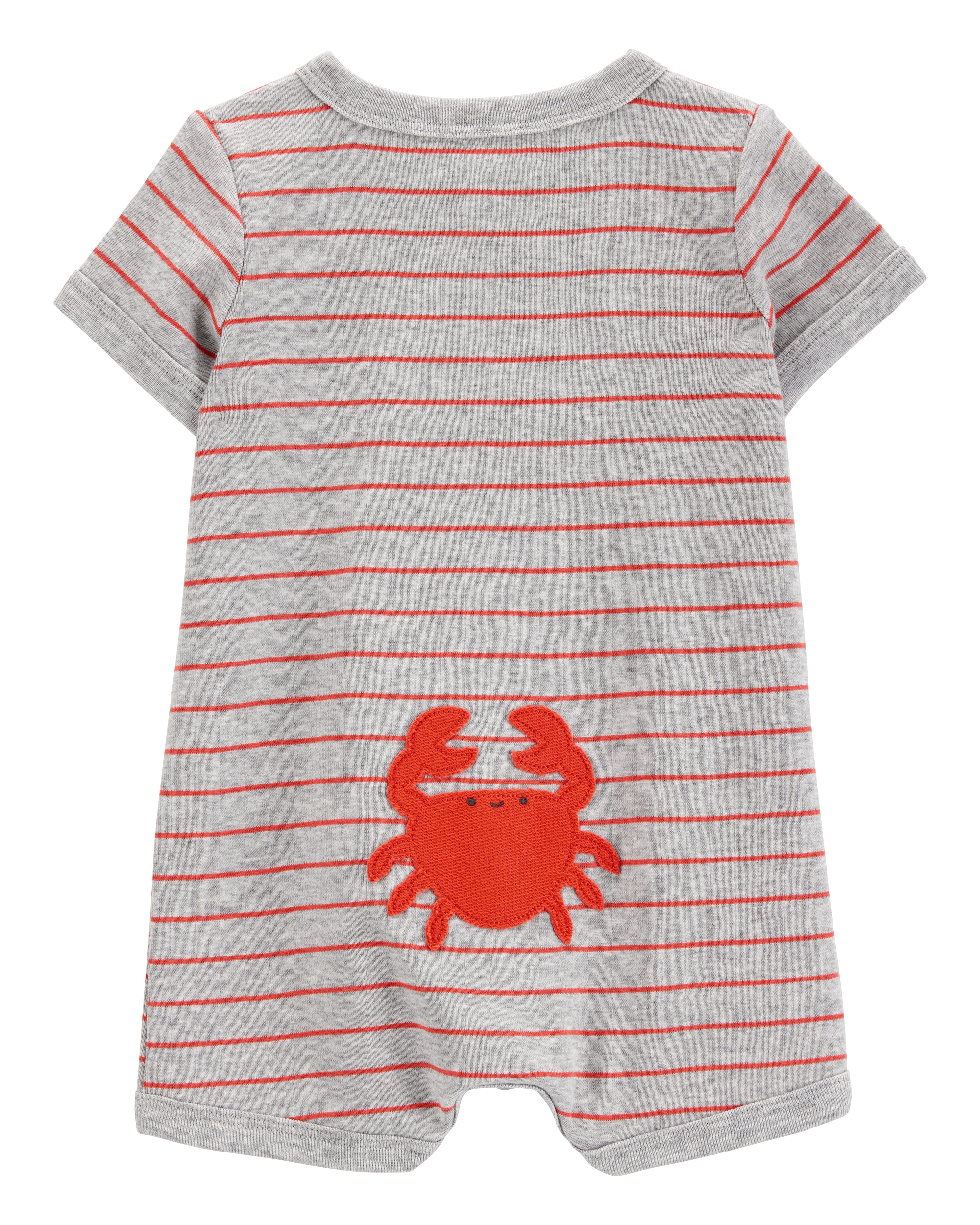Baby Boy Crab Striped Cotton Blend Short-Sleeve Romper