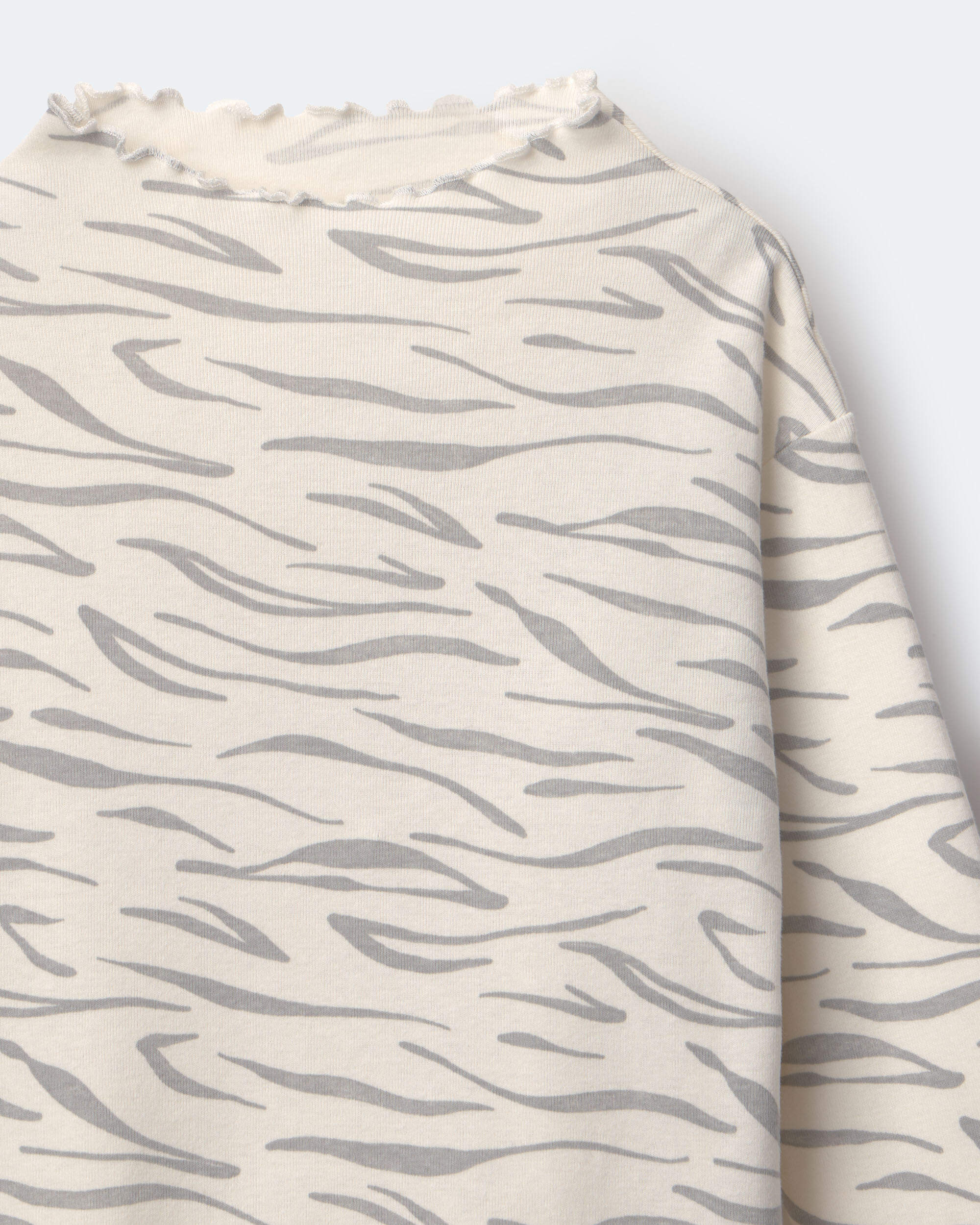 Toddler Girl Long-sleeve mock-neck ruffle top tiger print - Cream