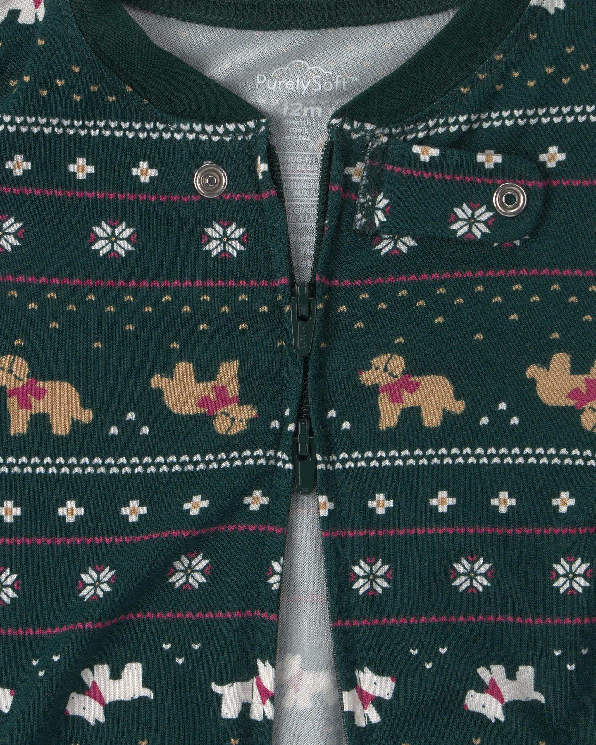 Baby 1-Piece Fair Isle Christmas PurelySoft™ Snug Fit Pyjama - Green