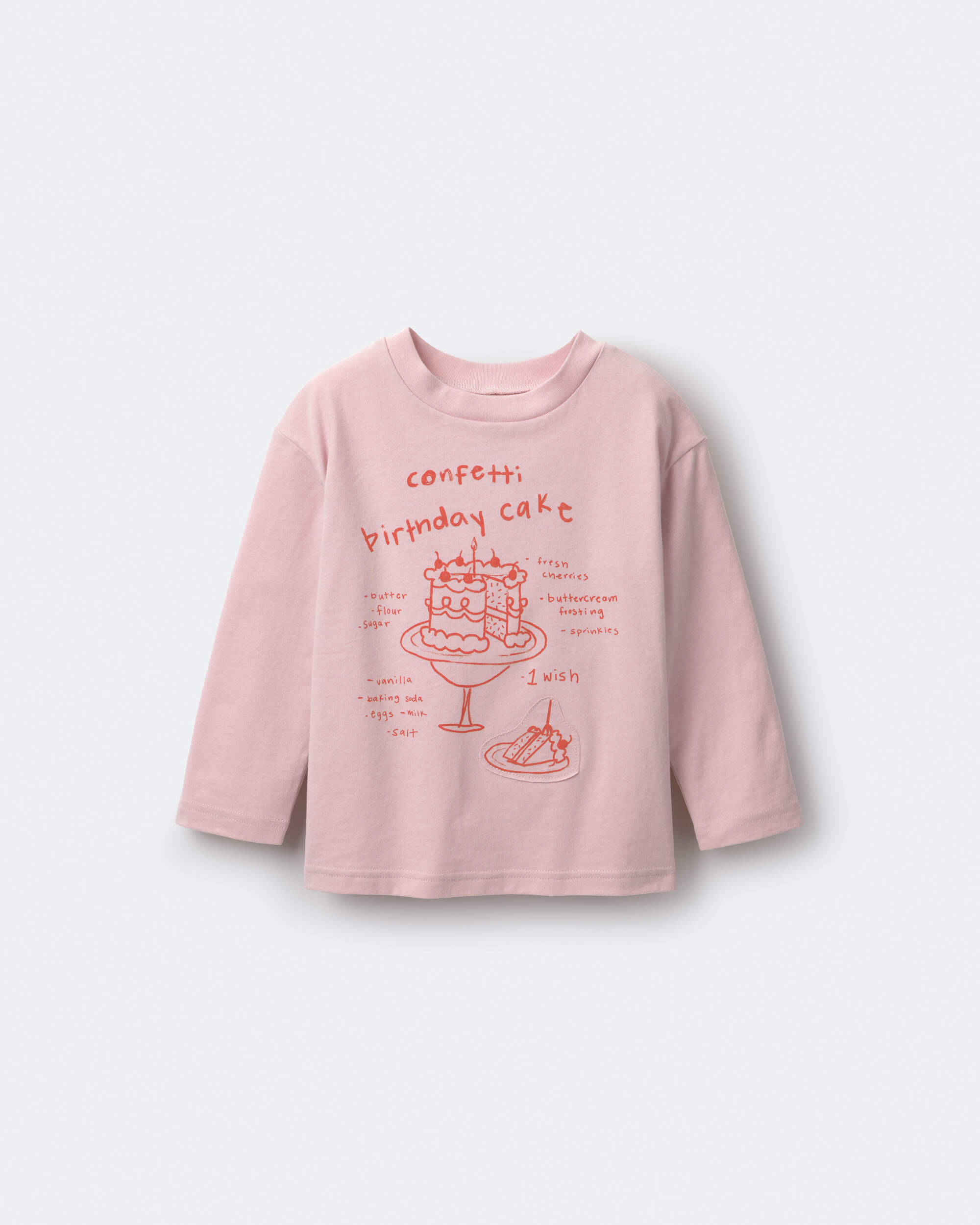 Toddler Girl Birthday Cake Long-Sleeve Relaxed Graphic Tee - Light Pink