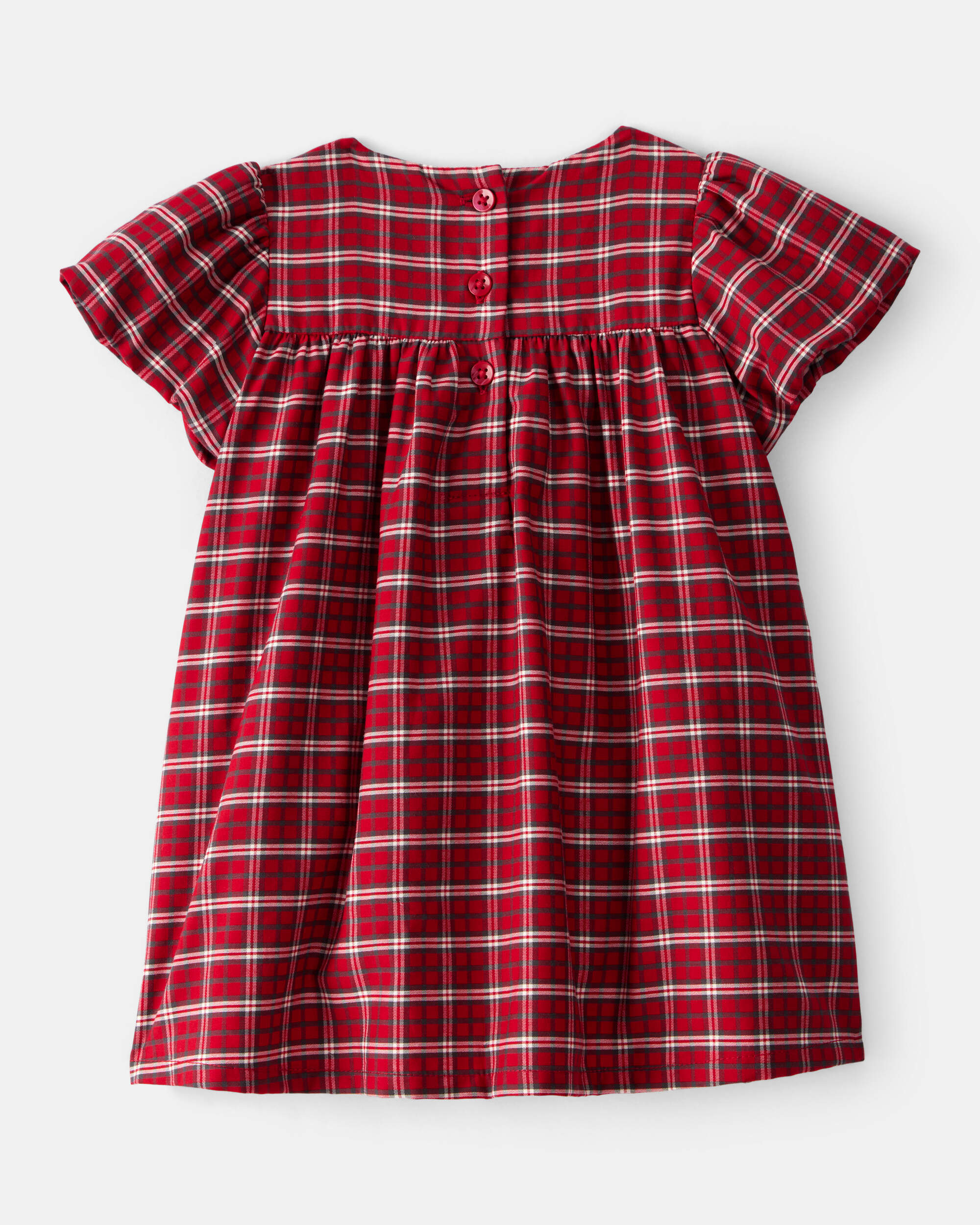 Baby Girl Special Occasion Plaid Print Short-Sleeve Dress - Red