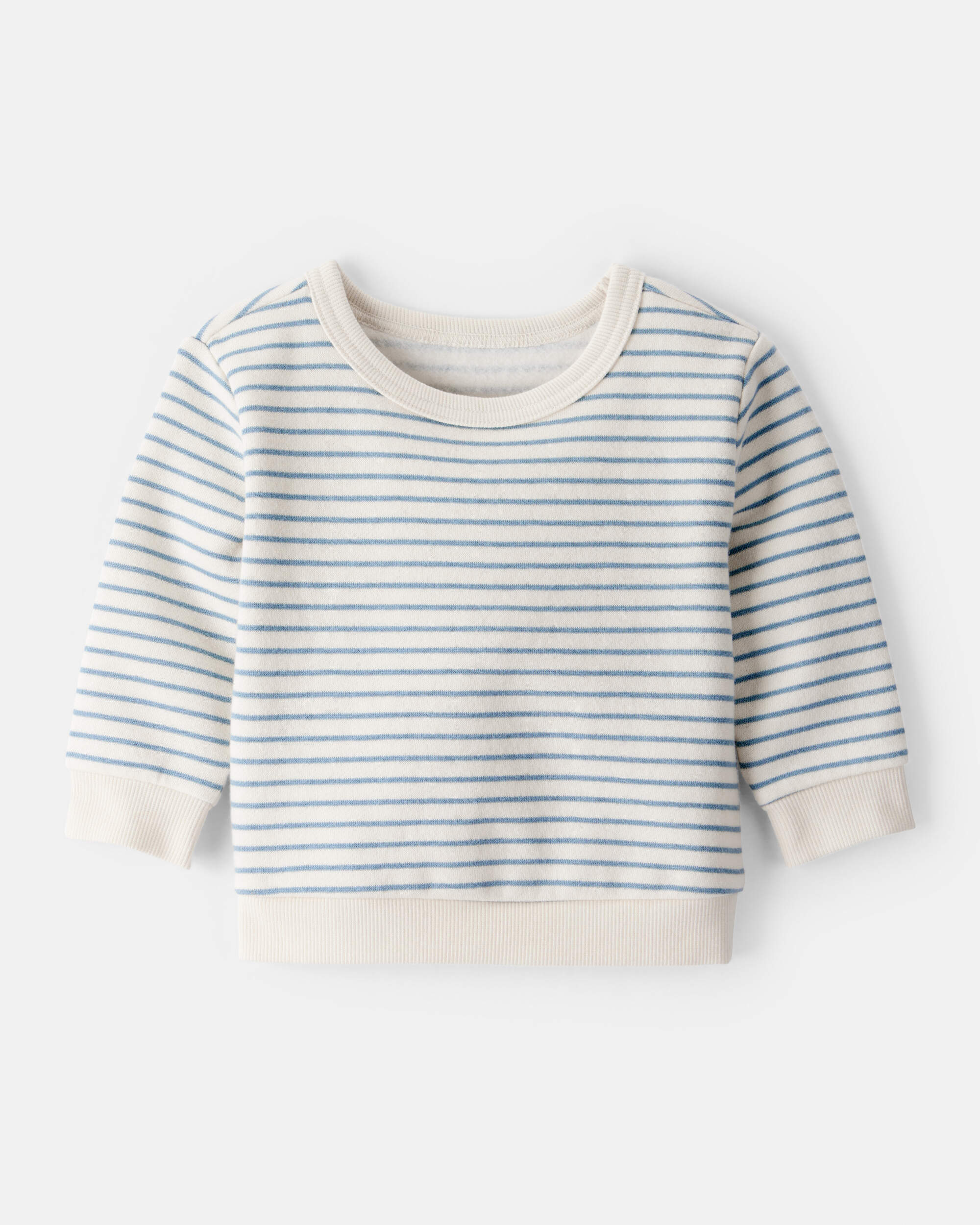Baby Boy Stripe Fleece Pullover Sweatshirt - Blue