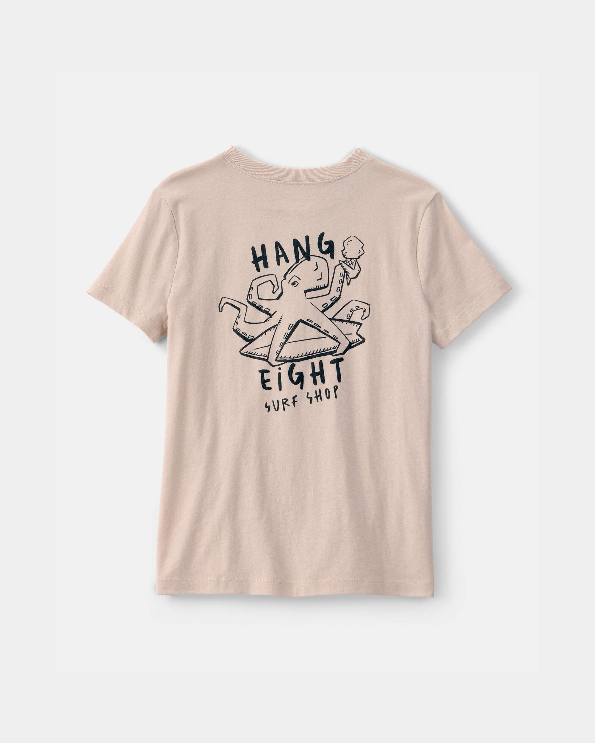 Kid Octopus Surf Graphic Tee - Tan
